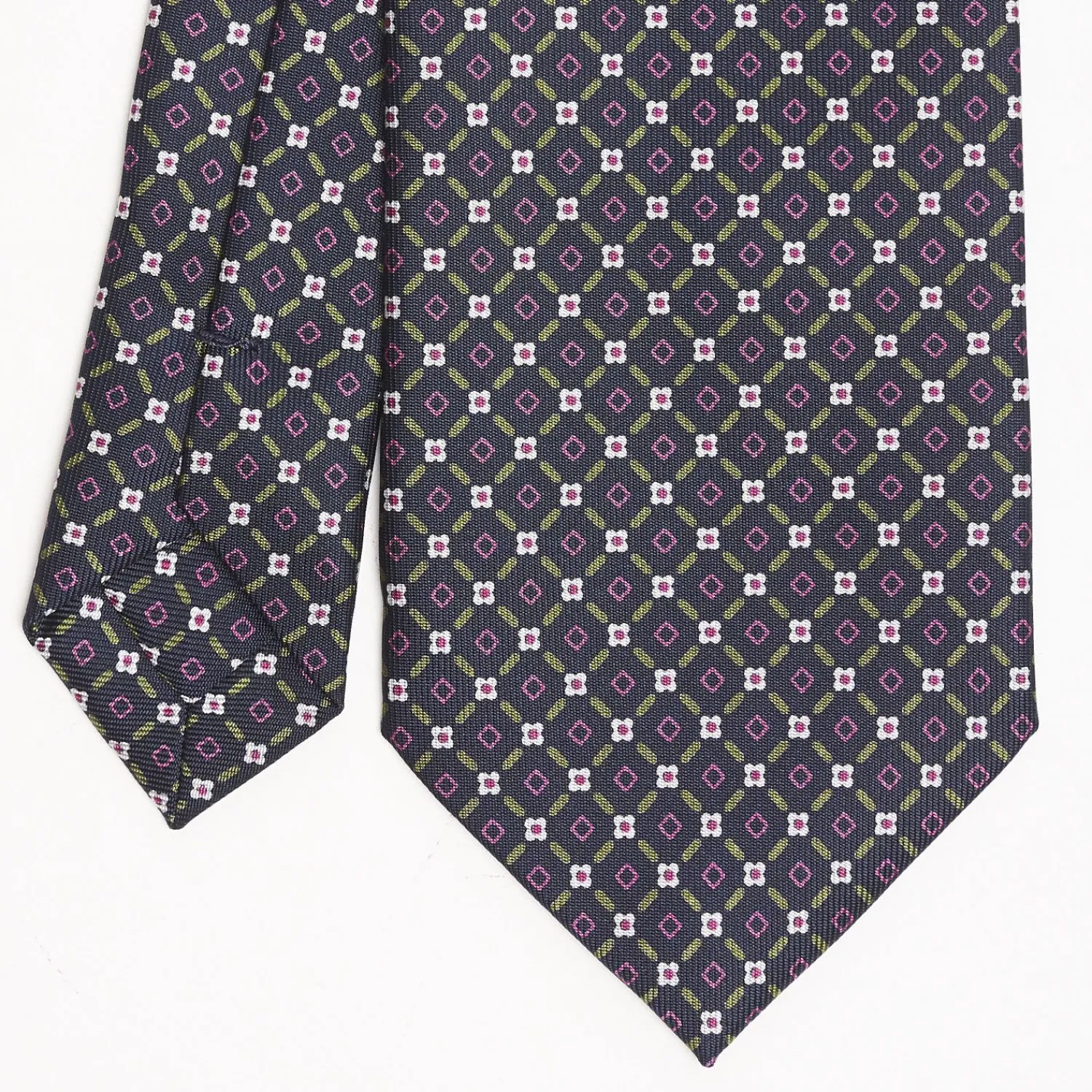 Dark Blue Sartorial Classic Silk Tie Small Flower Pattern>E.Marinella Best Sale