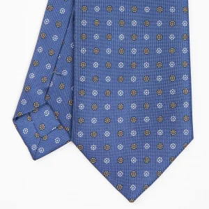 Dark Blue Sartorial Classic Silk Tie - Small Flower Pattern>E.Marinella Best Sale