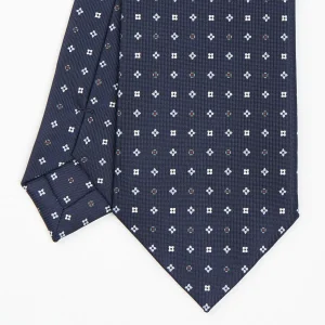 Dark Blue Sartorial Classic Silk Tie - Small Flower Pattern>E.Marinella New