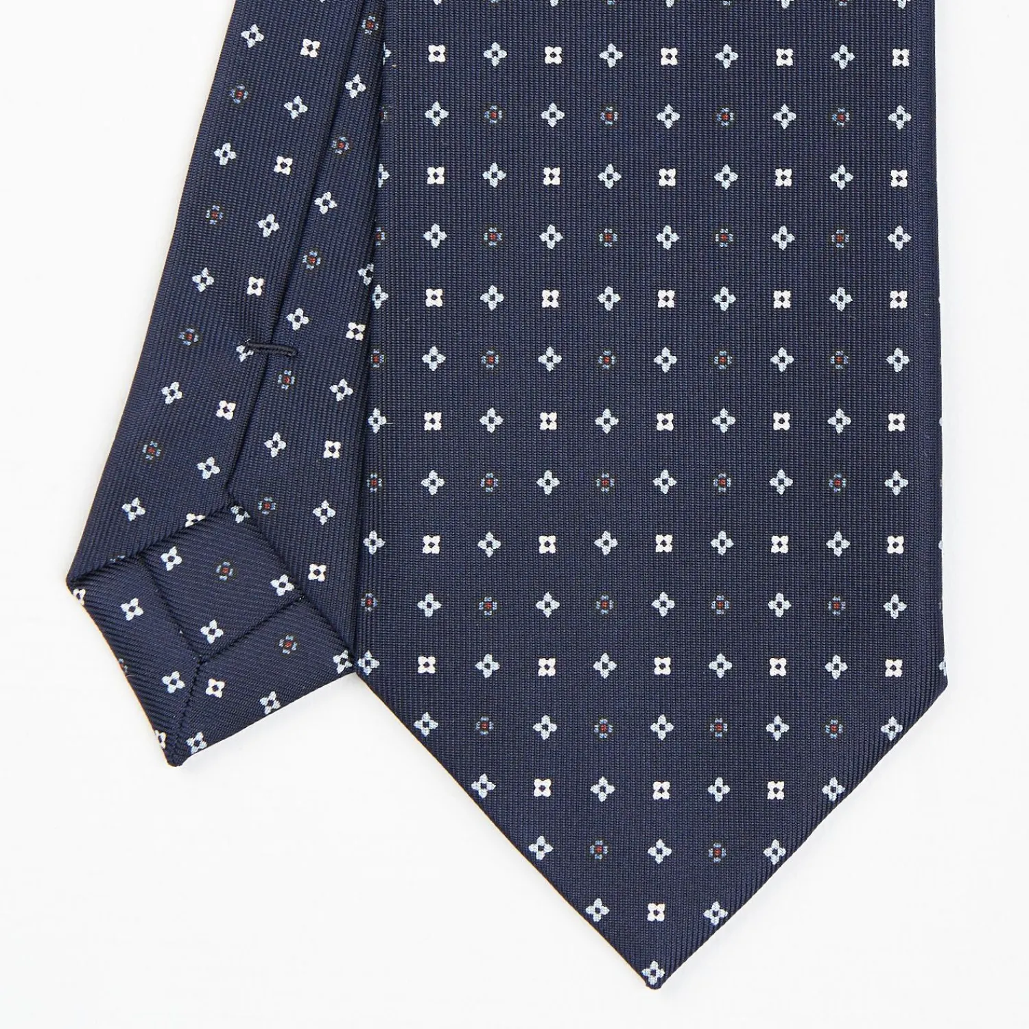 Dark Blue Sartorial Classic Silk Tie - Small Flower Pattern>E.Marinella New