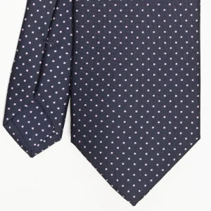 Dark Blue Sartorial Classic Silk Tie Polka Dot Pattern>E.Marinella Outlet