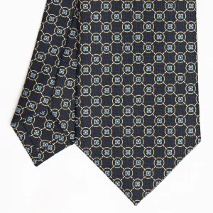 Dark Blue Sartorial Classic Silk Tie - Large Flower Pattern>E.Marinella Discount