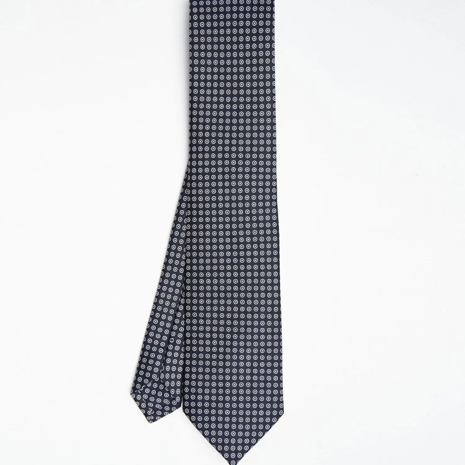 Dark Blue Sartorial Classic Silk Tie Small Flower Pattern>E.Marinella Store