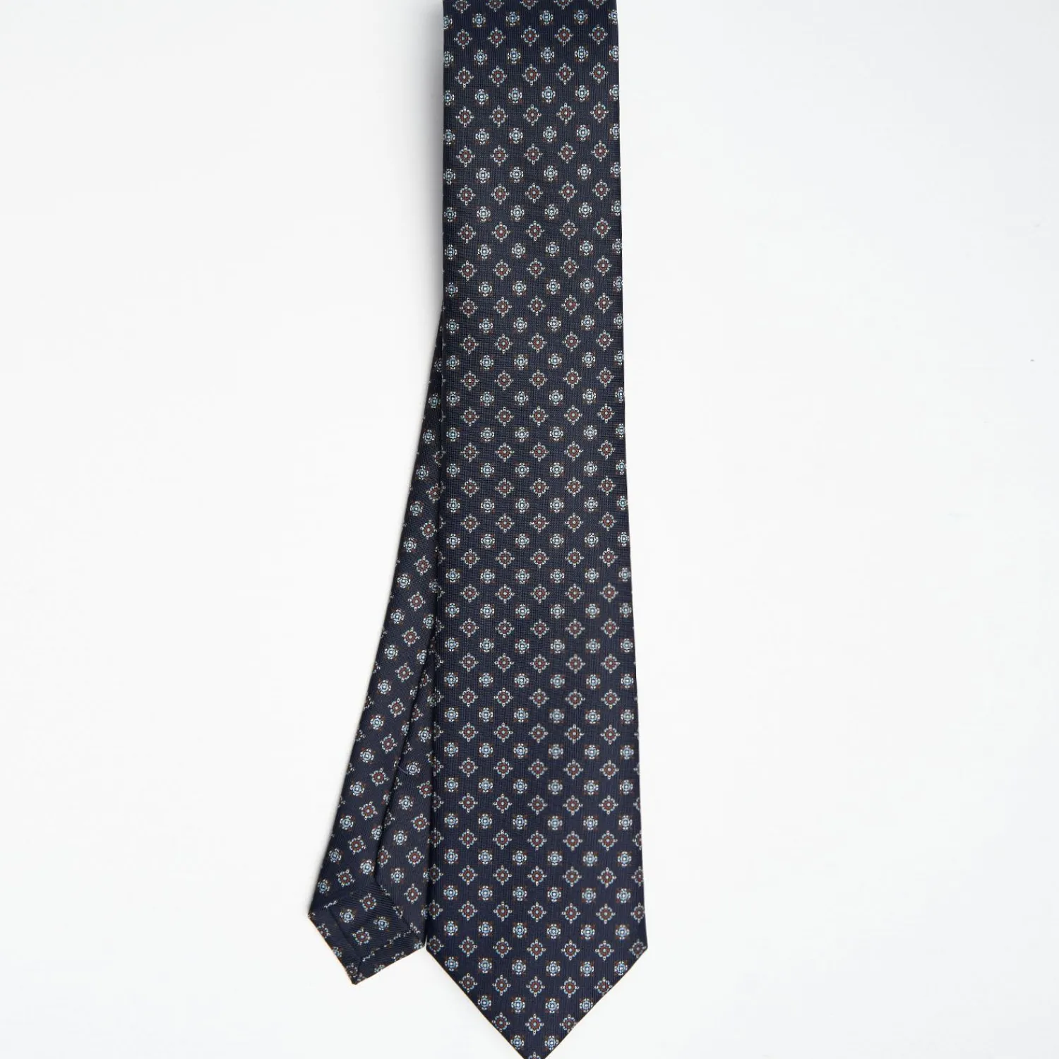 Dark Blue Sartorial Classic Silk Tie Large Flower Pattern>E.Marinella Best