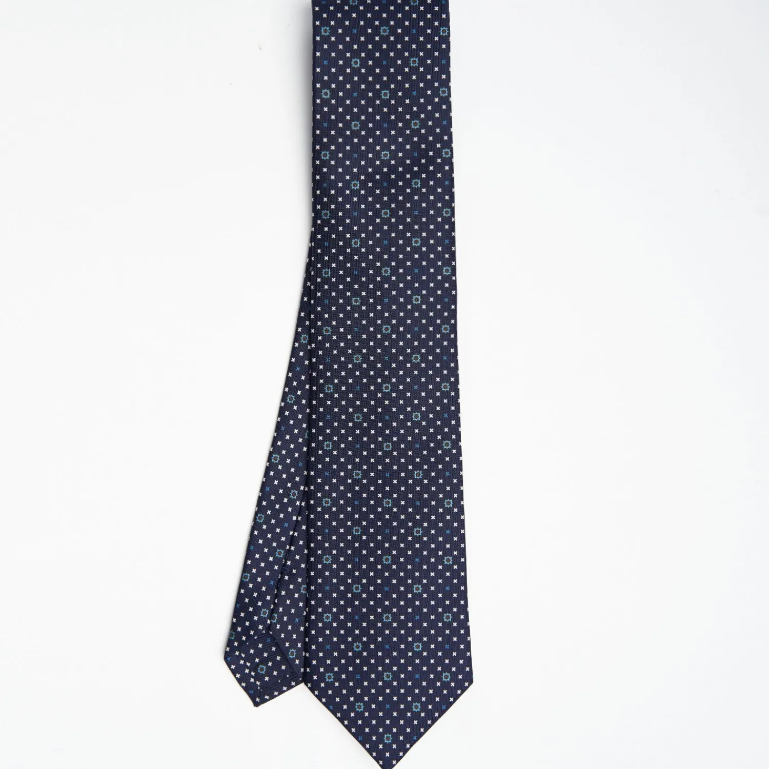 Dark Blue Sartorial Classic Silk Tie Small Flower Pattern>E.Marinella Store