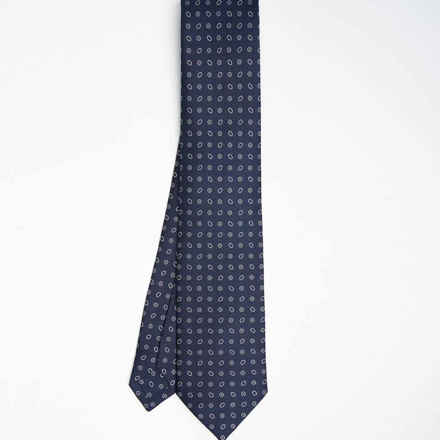 Dark Blue Sartorial Classic Silk Tie - Small Flower Pattern>E.Marinella Best Sale