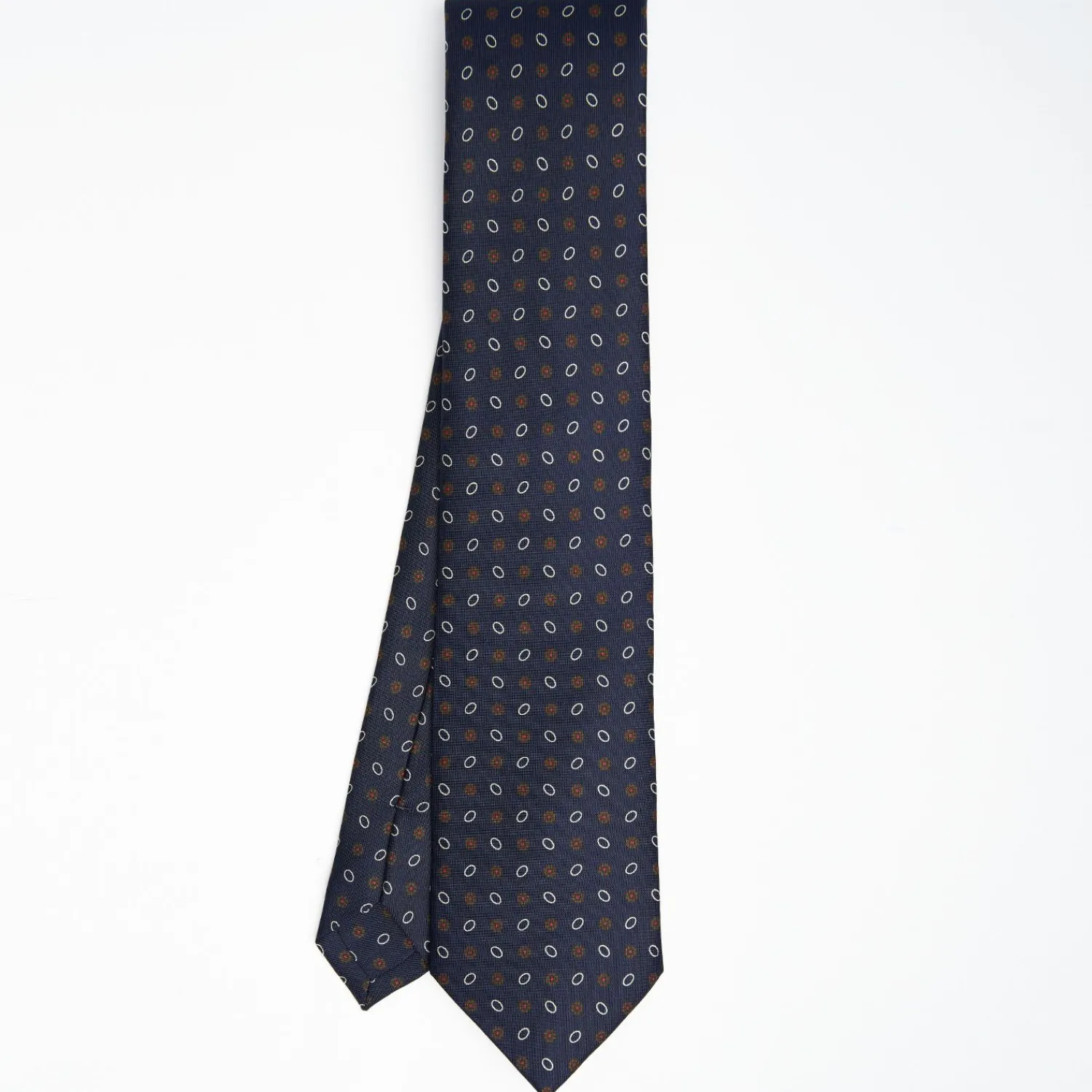 Dark Blue Sartorial Classic Silk Tie Small Flower Pattern>E.Marinella New