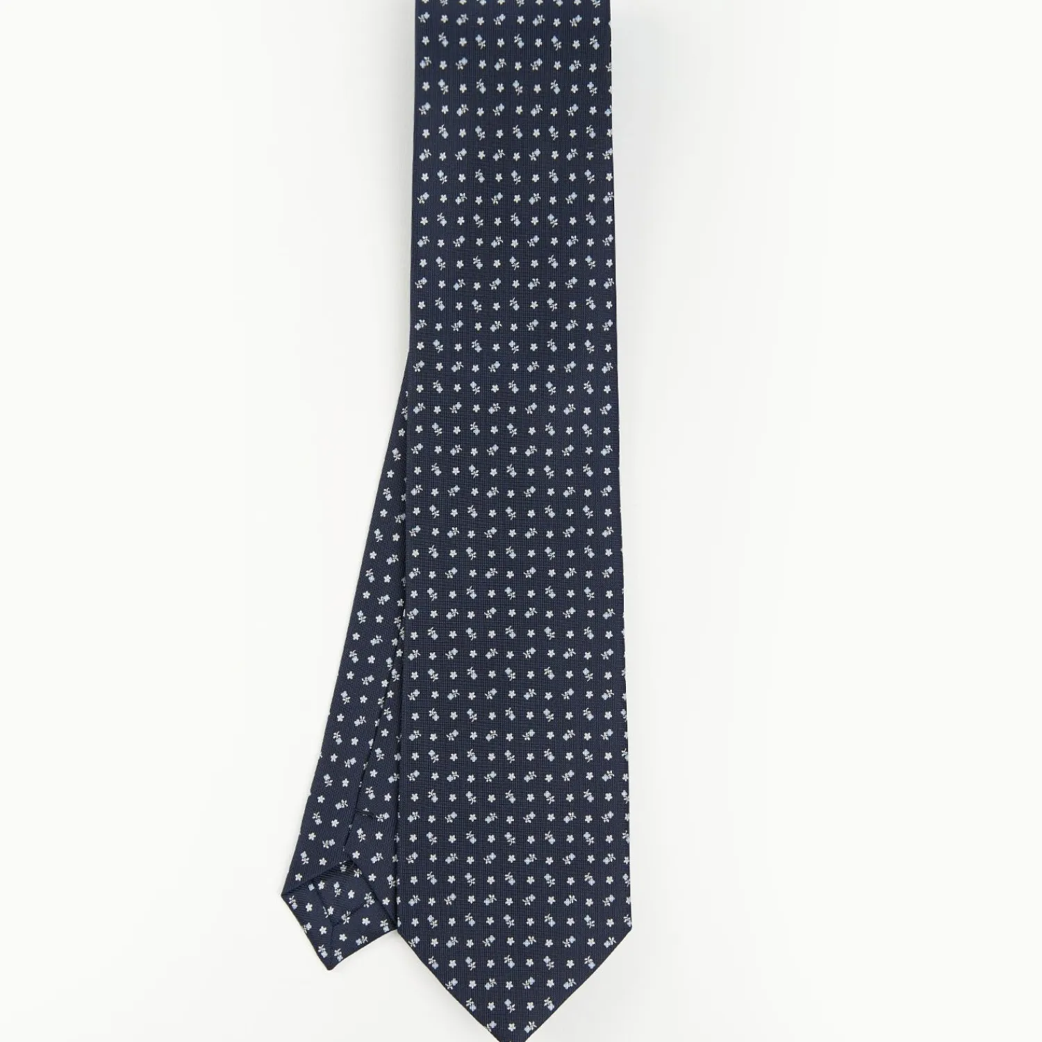 Dark Blue Sartorial Classic Silk Tie - Small Flower Pattern>E.Marinella Clearance