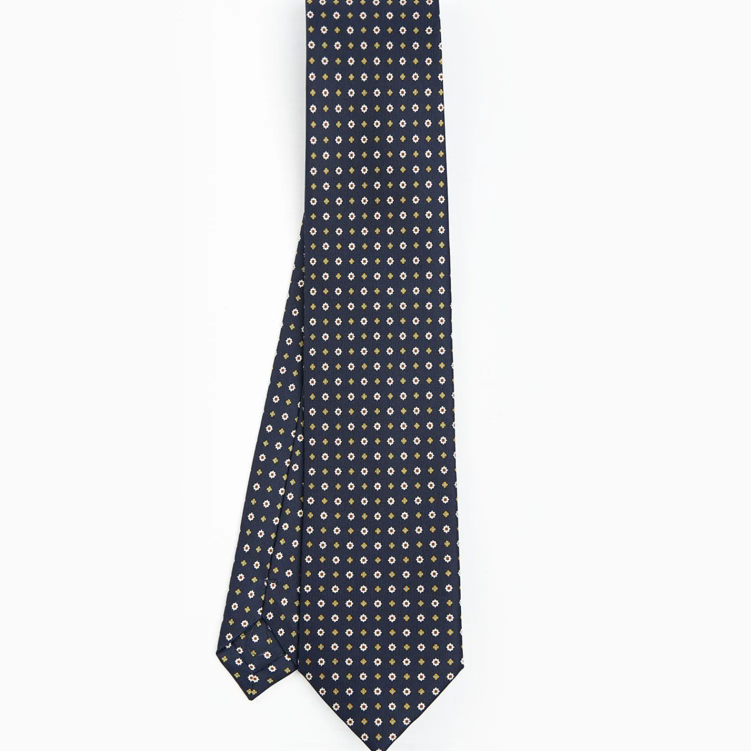 Dark Blue Sartorial Classic Silk Tie - Small Flower Pattern>E.Marinella Fashion