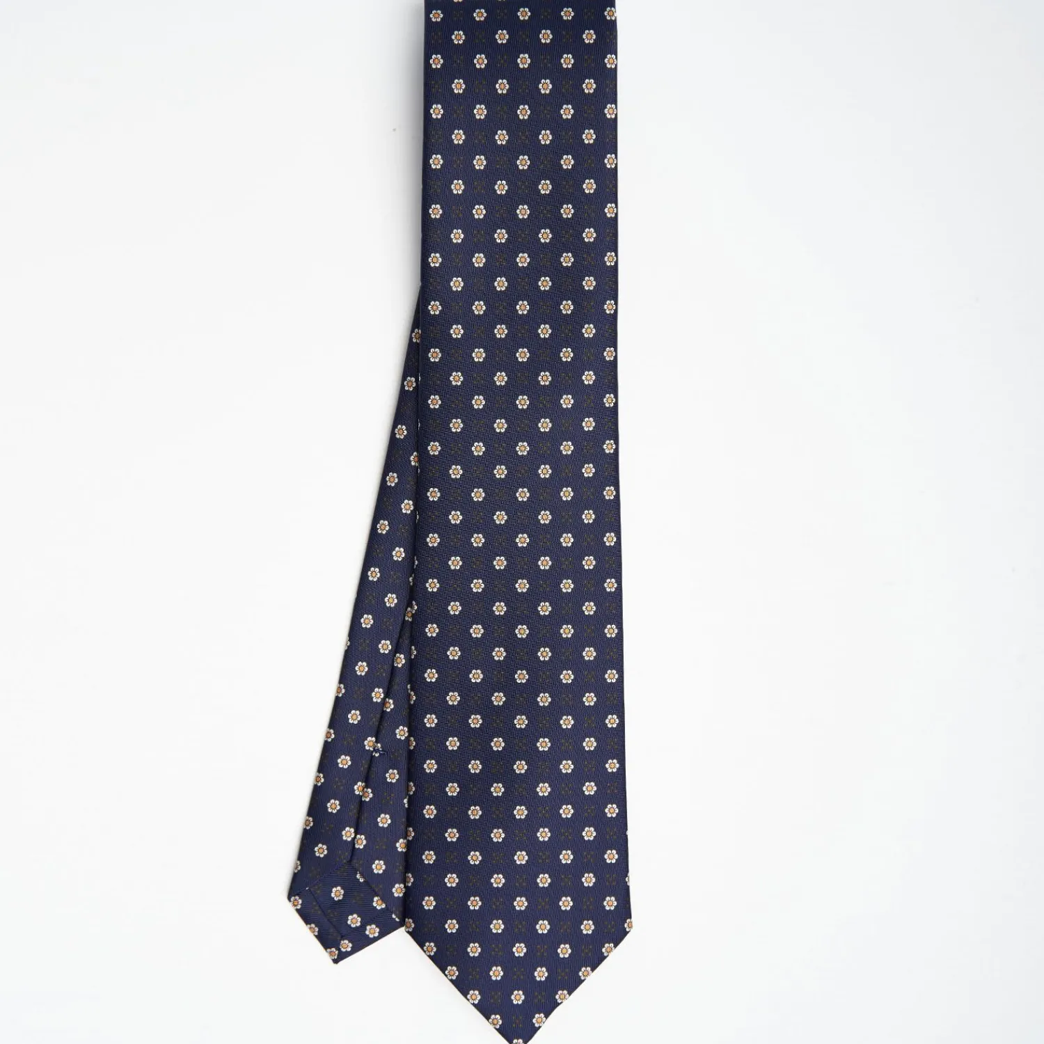Dark Blue Sartorial Classic Silk Tie - Small Flower Pattern>E.Marinella Sale