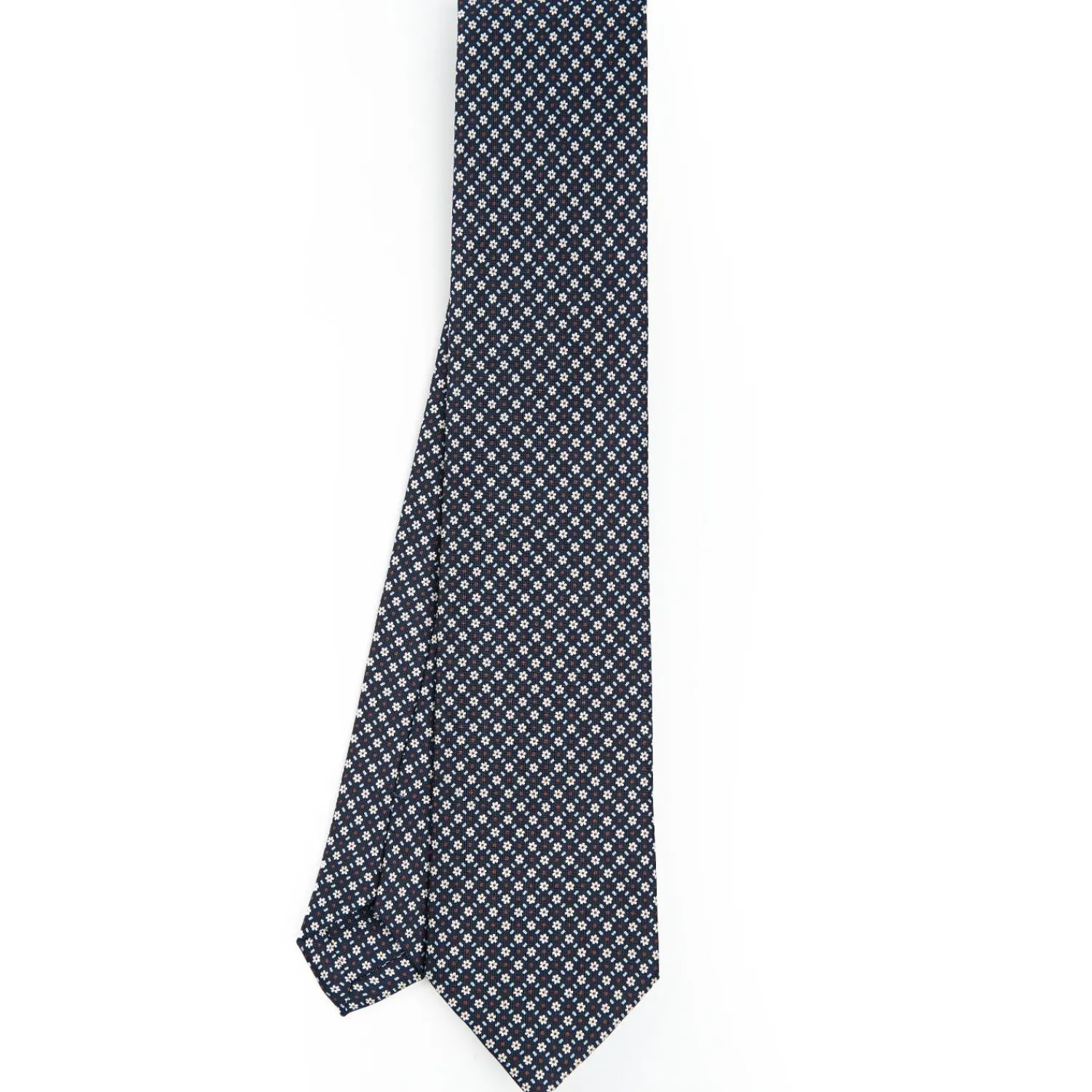 Dark Blue Sartorial Classic Silk Tie - Small Flower Pattern>E.Marinella Store