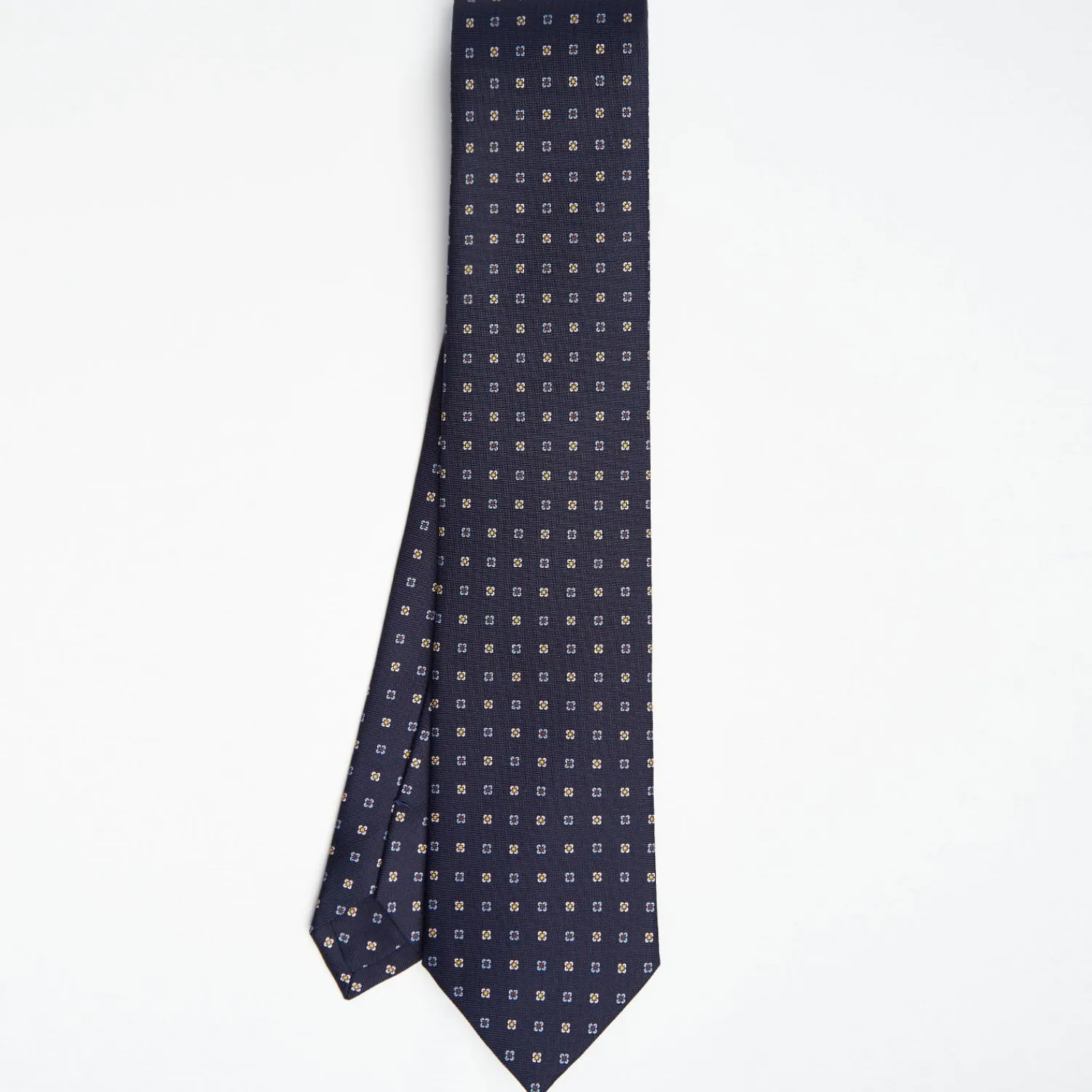 Dark Blue Sartorial Classic Silk Tie Small Flower Pattern>E.Marinella Outlet