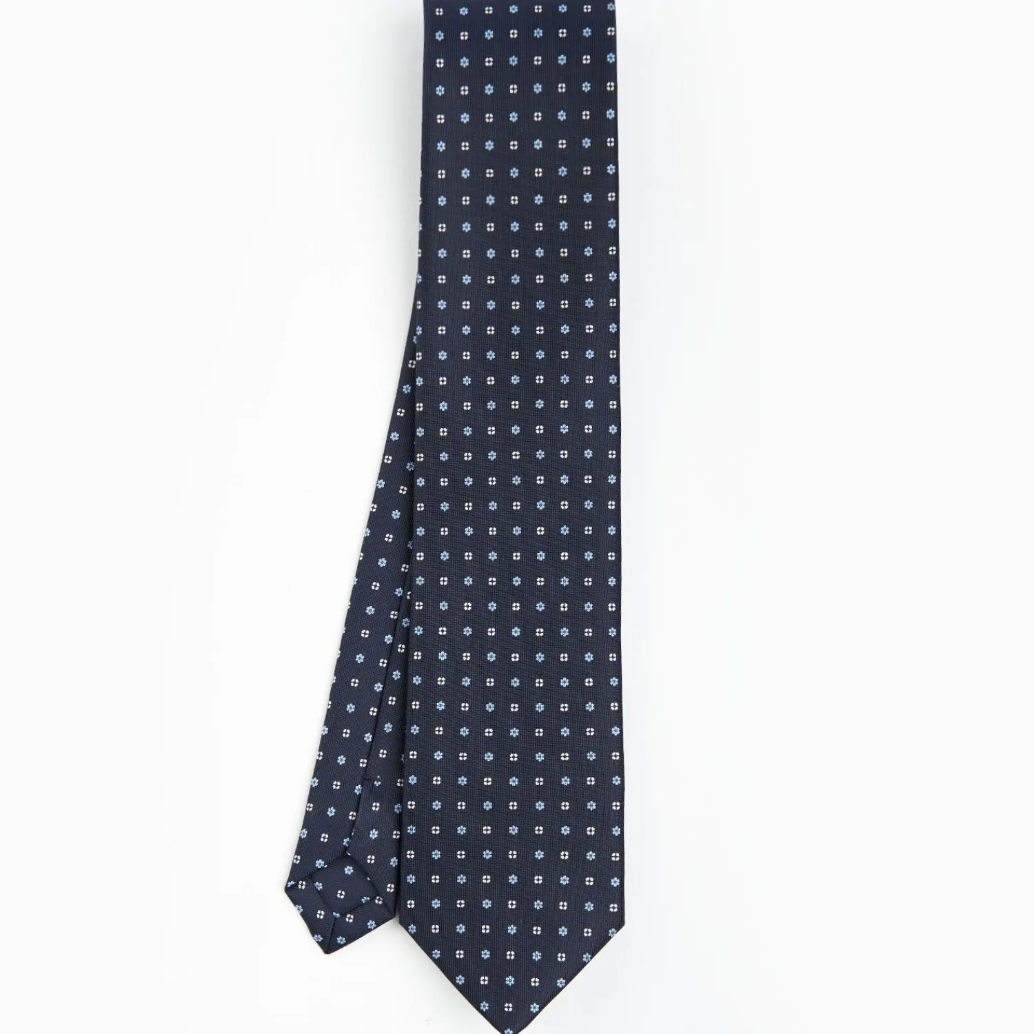 Dark Blue Sartorial Classic Silk Tie - Small Flower Pattern>E.Marinella Hot
