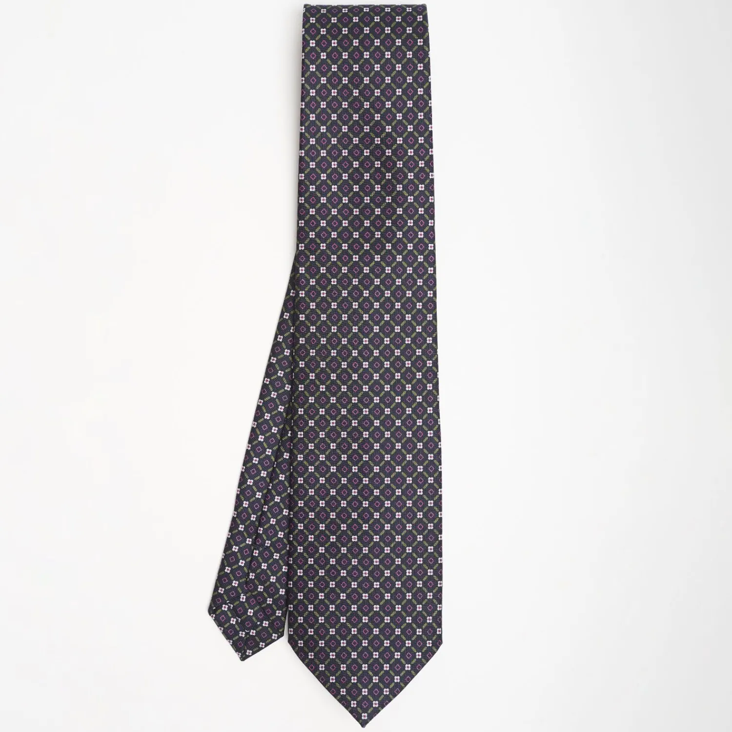 Dark Blue Sartorial Classic Silk Tie Small Flower Pattern>E.Marinella Best Sale