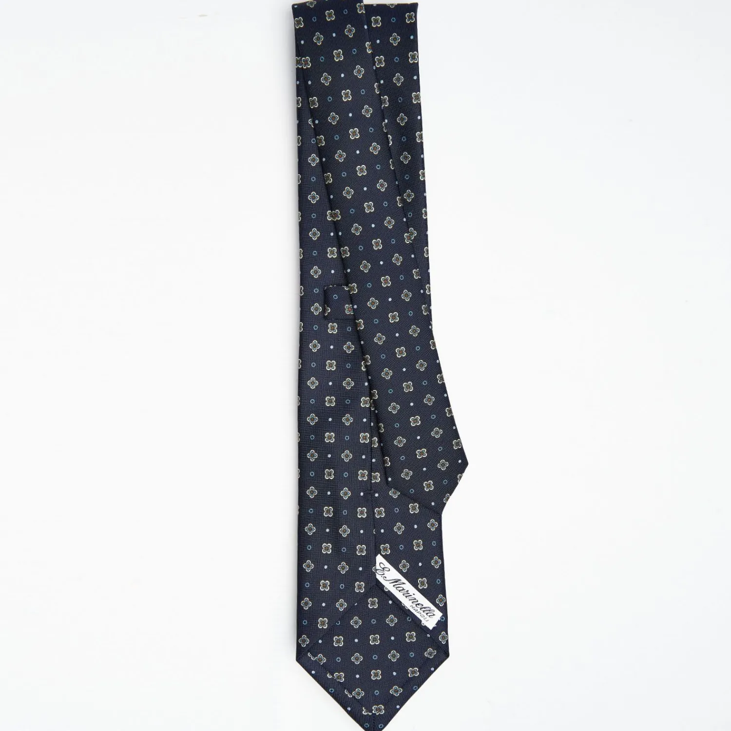 Dark Blue Sartorial Classic Silk Tie Large Flower Pattern>E.Marinella Best Sale