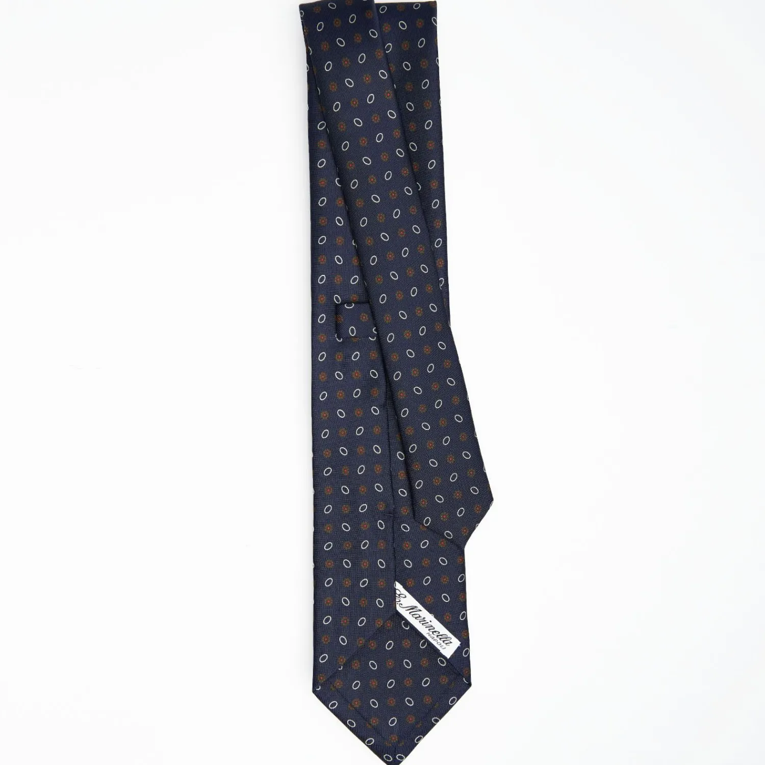 Dark Blue Sartorial Classic Silk Tie Small Flower Pattern>E.Marinella New