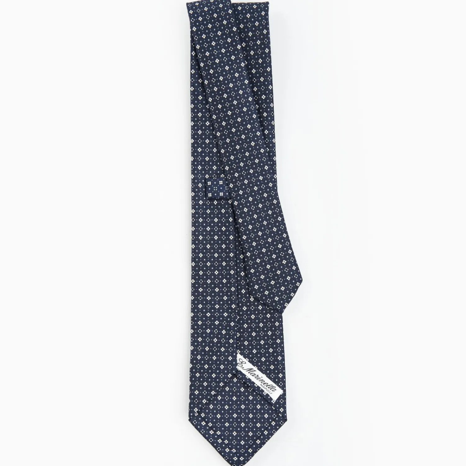 Dark Blue Sartorial Classic Silk Tie - Small Flower Pattern>E.Marinella Fashion