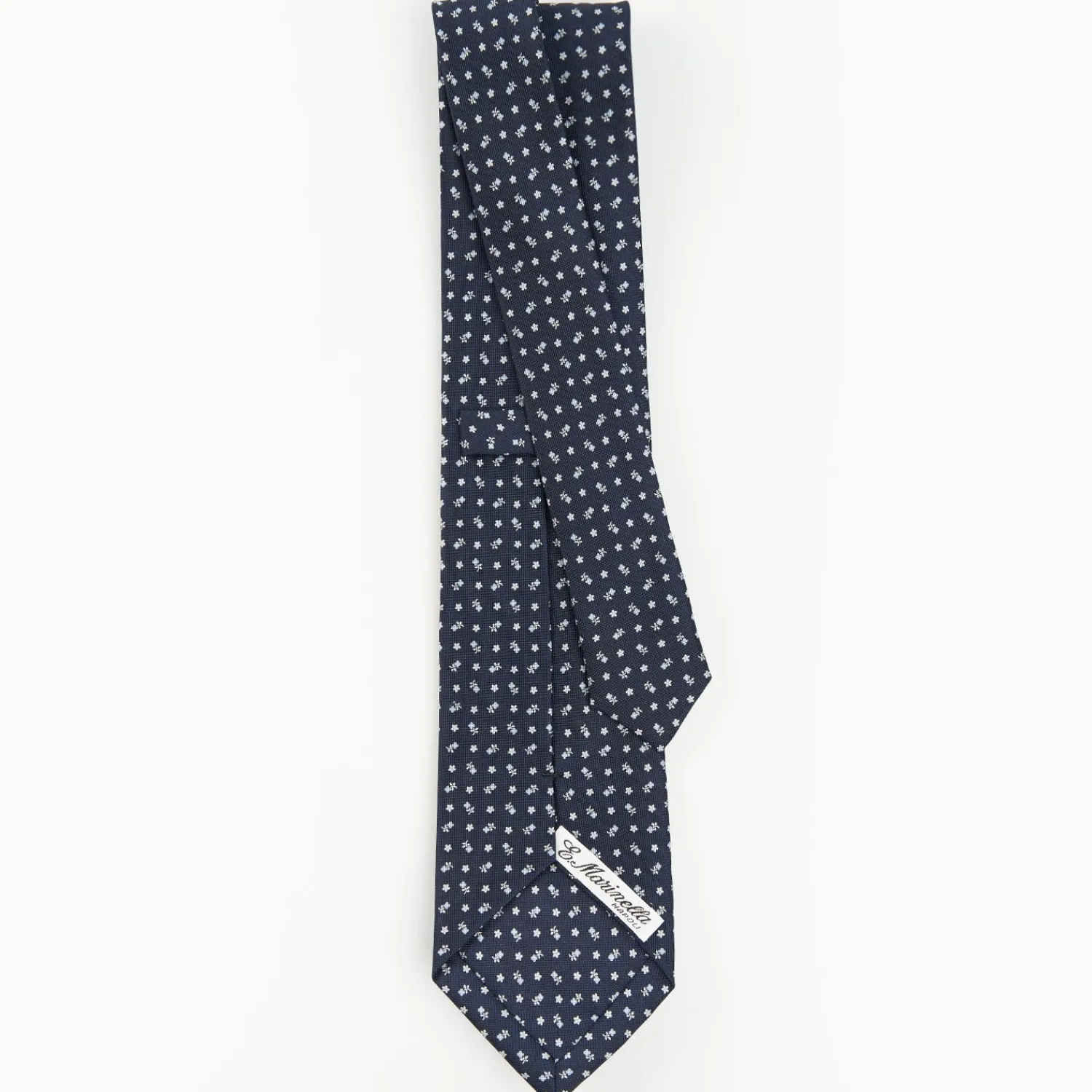 Dark Blue Sartorial Classic Silk Tie - Small Flower Pattern>E.Marinella Clearance