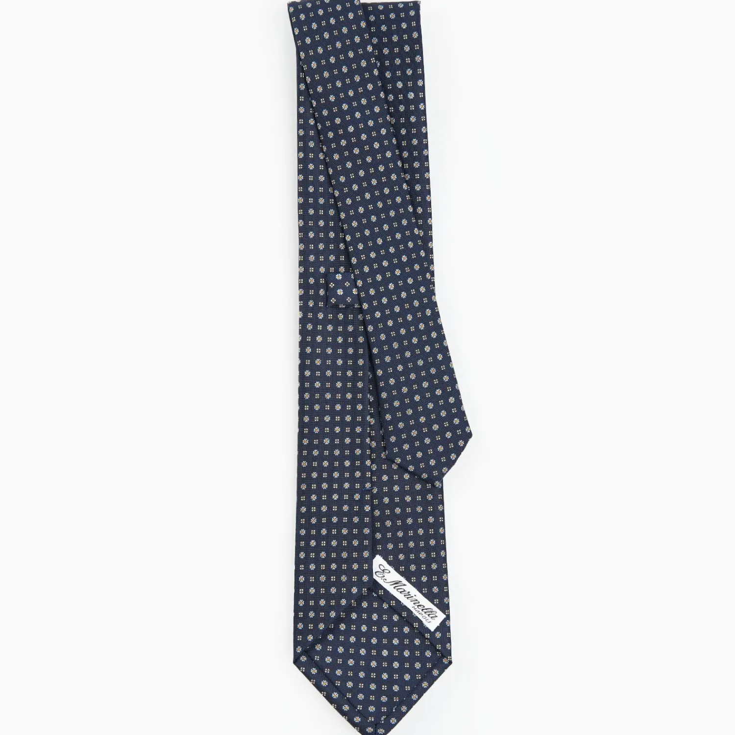 Dark Blue Sartorial Classic Silk Tie - Small Flower Pattern>E.Marinella Outlet