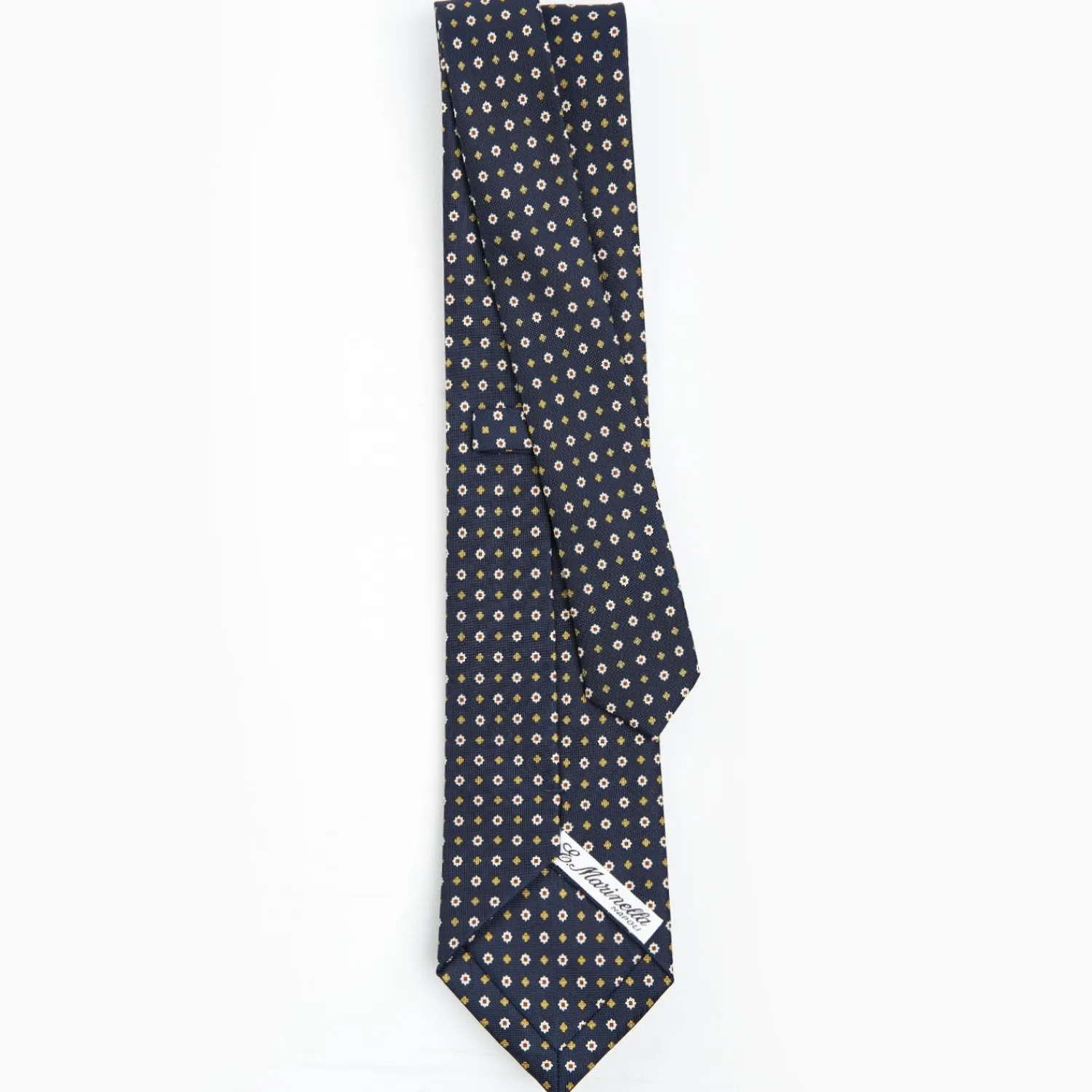 Dark Blue Sartorial Classic Silk Tie - Small Flower Pattern>E.Marinella Fashion