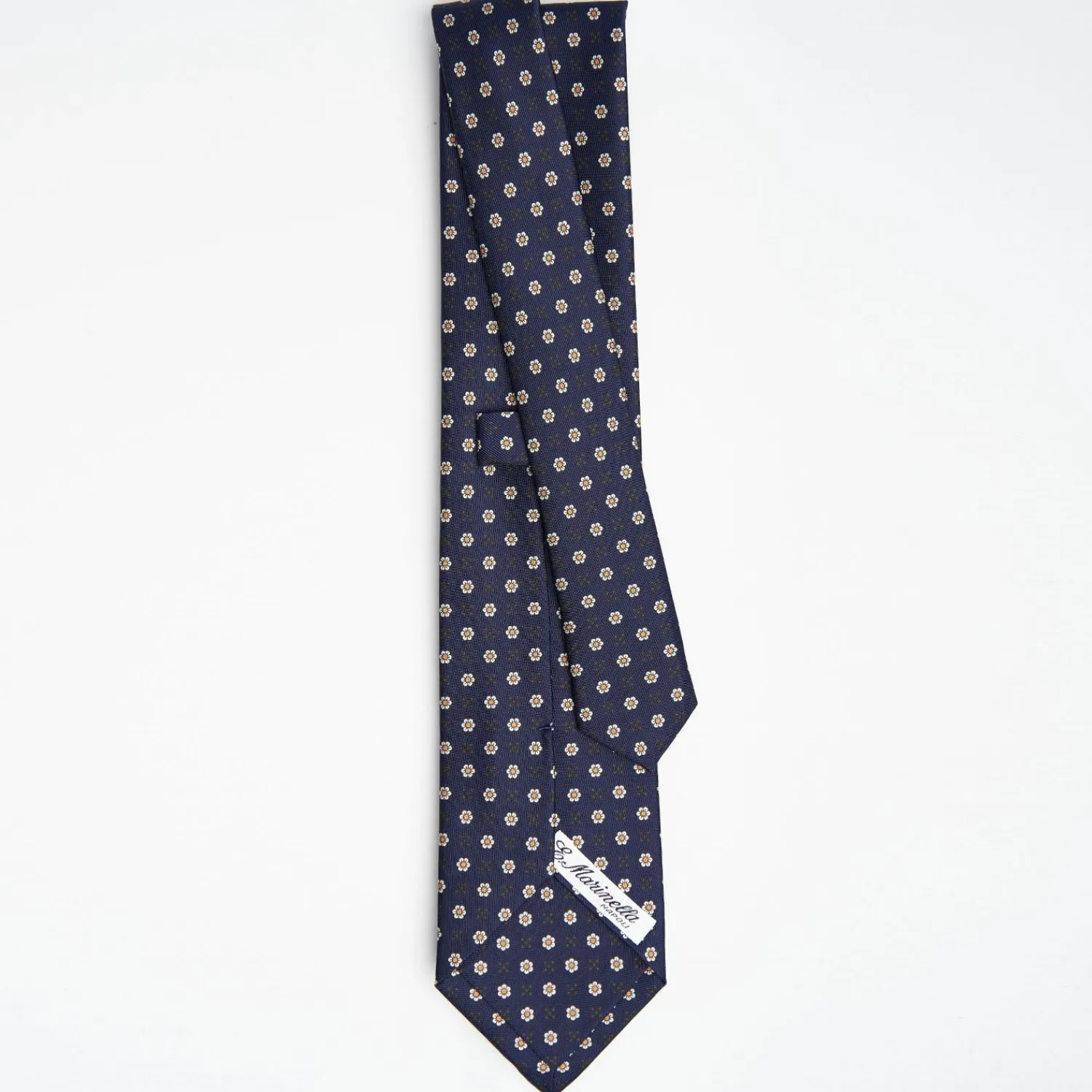 Dark Blue Sartorial Classic Silk Tie - Small Flower Pattern>E.Marinella Sale
