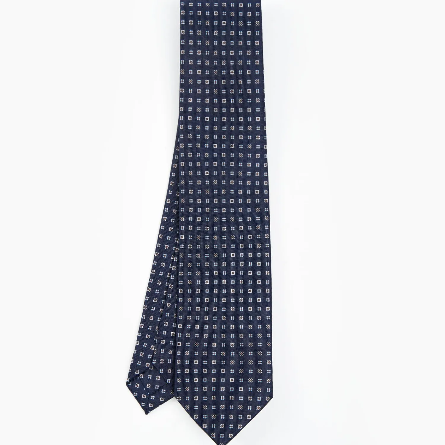 Dark Blue Sartorial Classic Silk Tie - Small Flower Pattern>E.Marinella Store