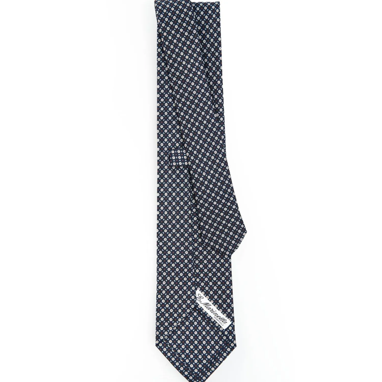 Dark Blue Sartorial Classic Silk Tie - Small Flower Pattern>E.Marinella Store