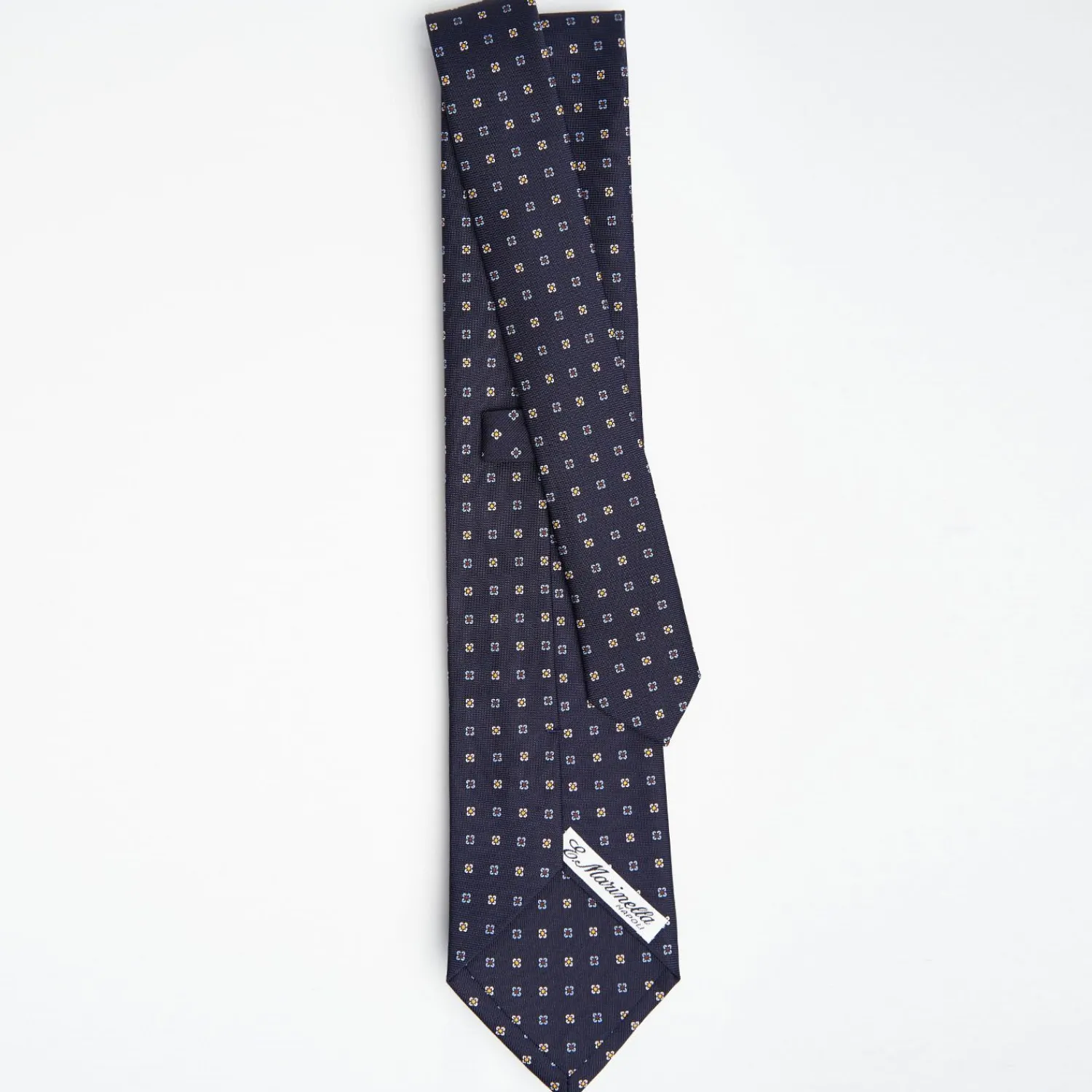 Dark Blue Sartorial Classic Silk Tie Small Flower Pattern>E.Marinella Outlet