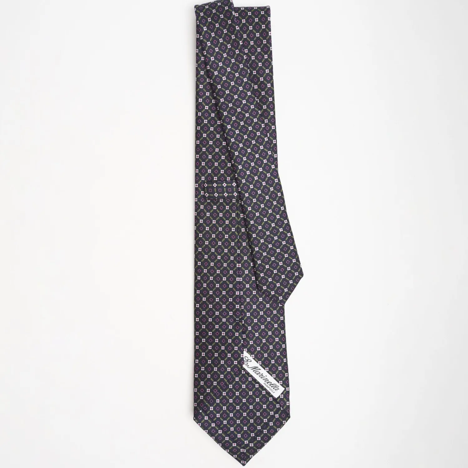 Dark Blue Sartorial Classic Silk Tie Small Flower Pattern>E.Marinella Best Sale