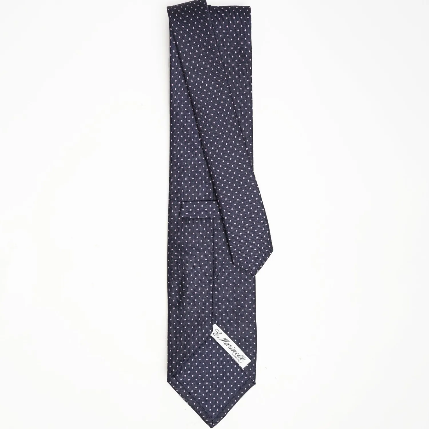 Dark Blue Sartorial Classic Silk Tie Polka Dot Pattern>E.Marinella Outlet