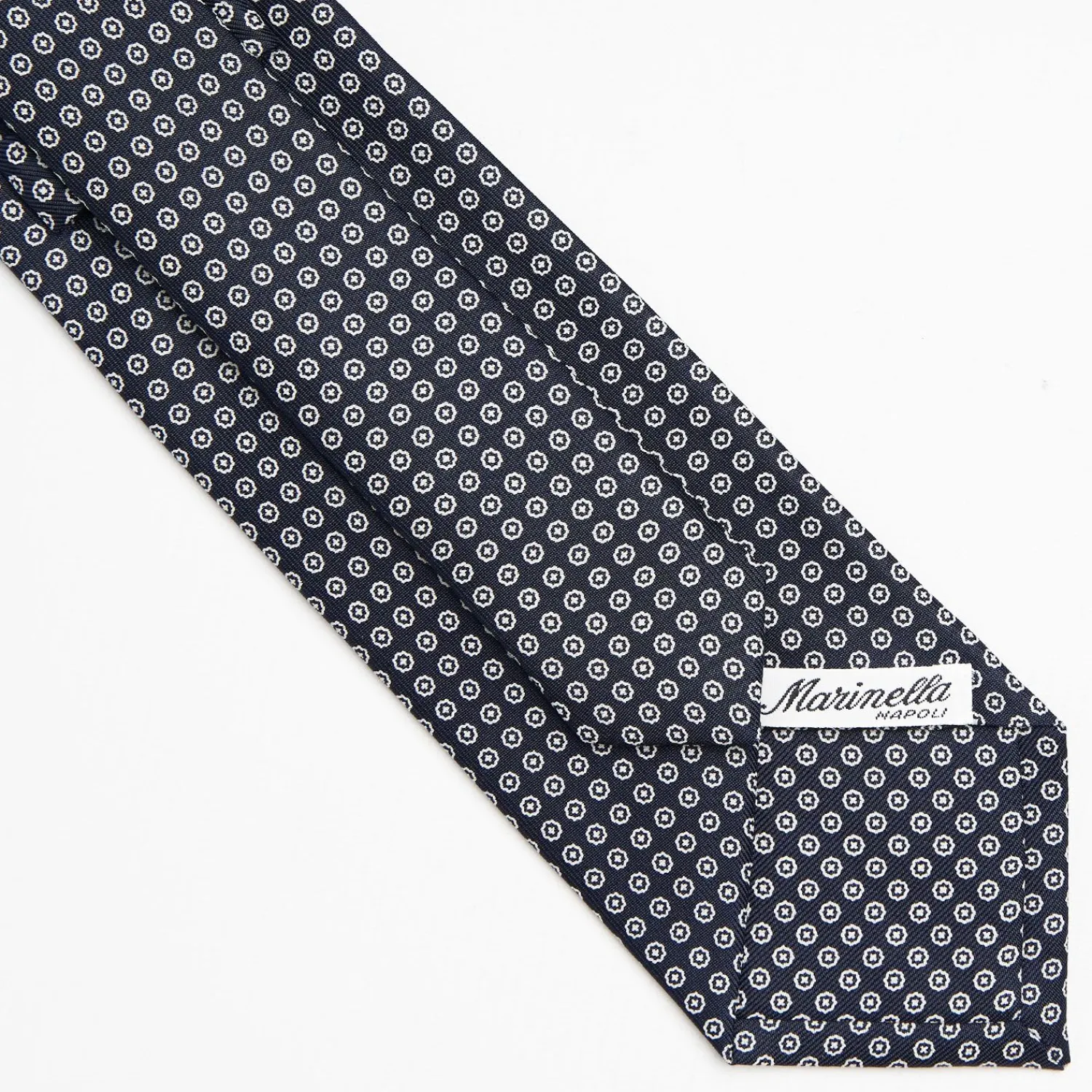 Dark Blue Sartorial Classic Silk Tie Small Flower Pattern>E.Marinella Store