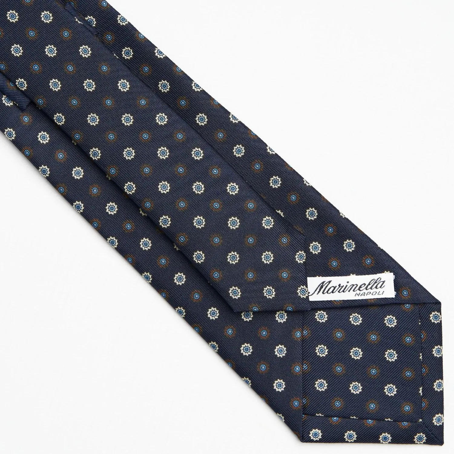 Dark Blue Sartorial Classic Silk Tie Large Flower Pattern>E.Marinella Shop