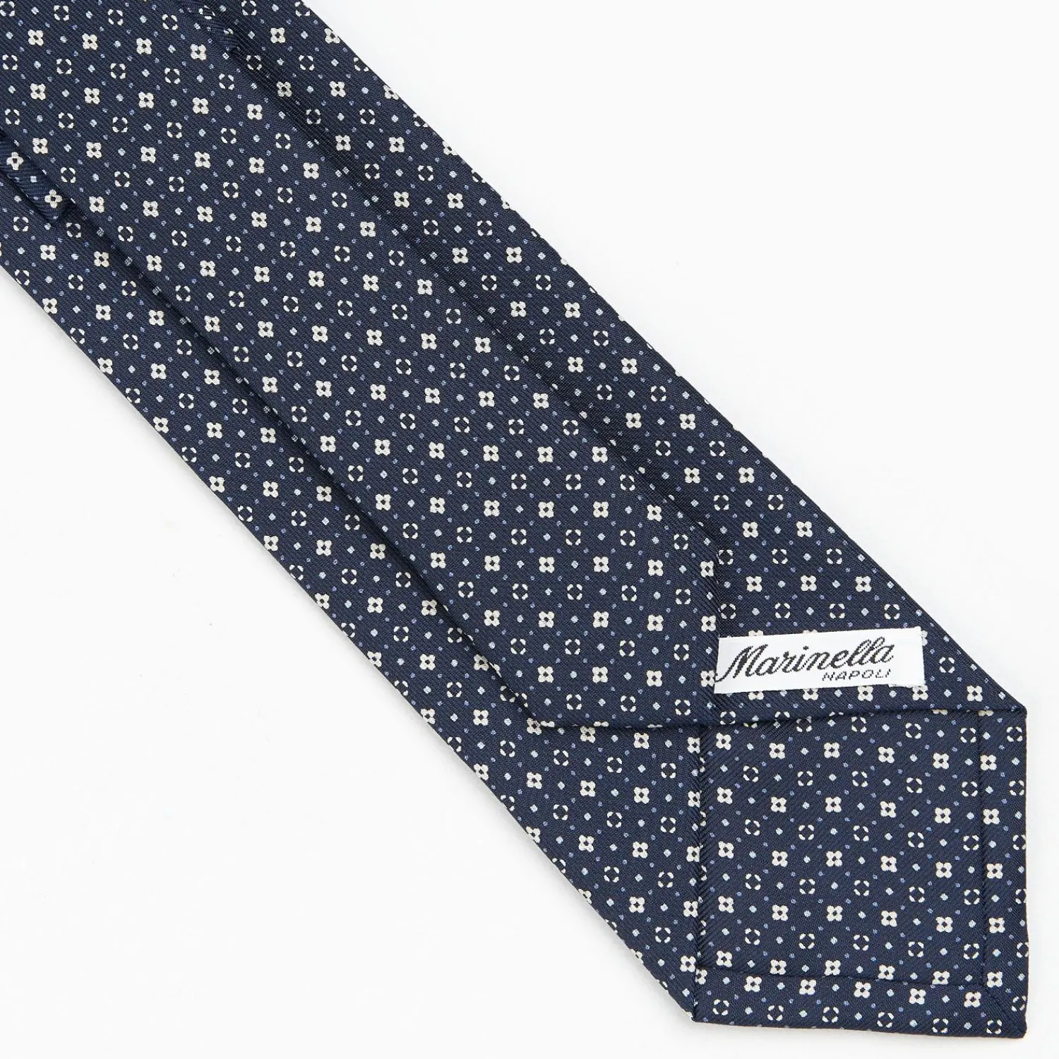 Dark Blue Sartorial Classic Silk Tie - Small Flower Pattern>E.Marinella Fashion