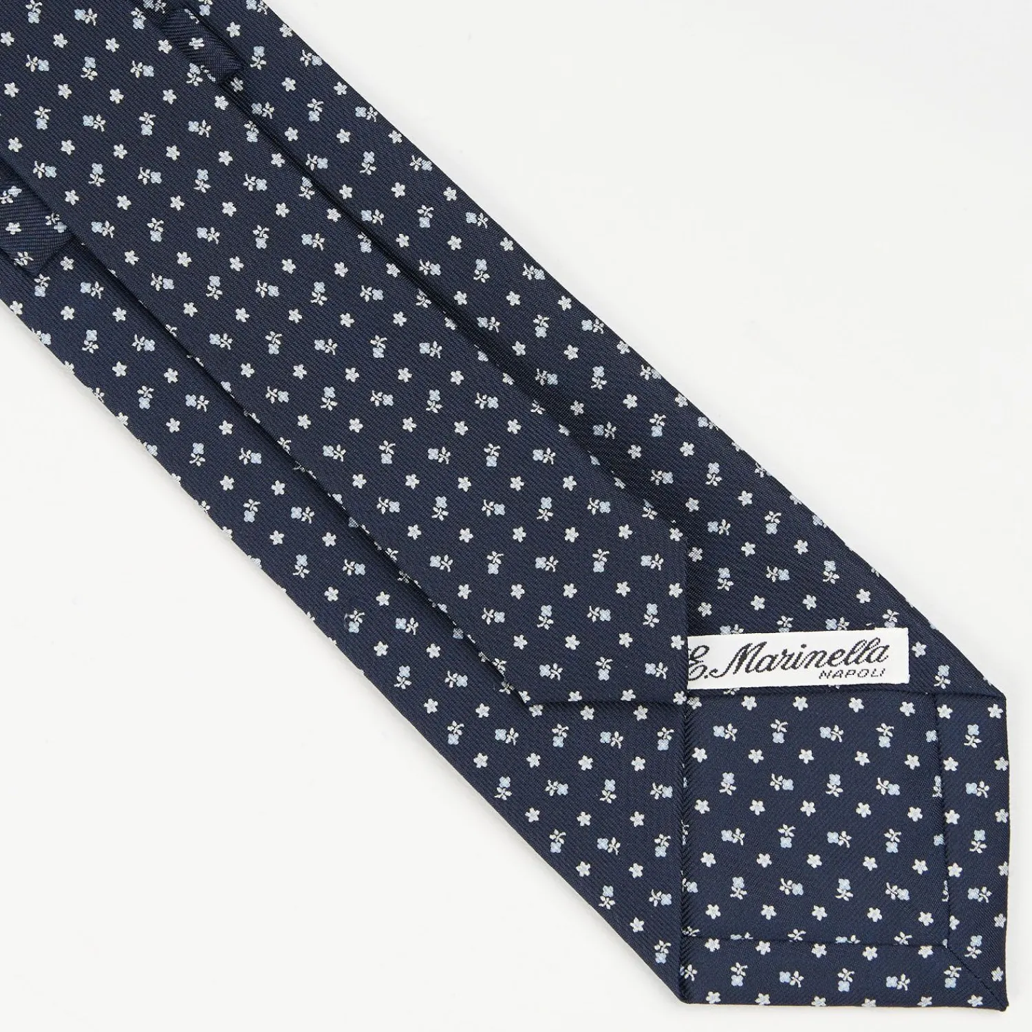 Dark Blue Sartorial Classic Silk Tie - Small Flower Pattern>E.Marinella Clearance