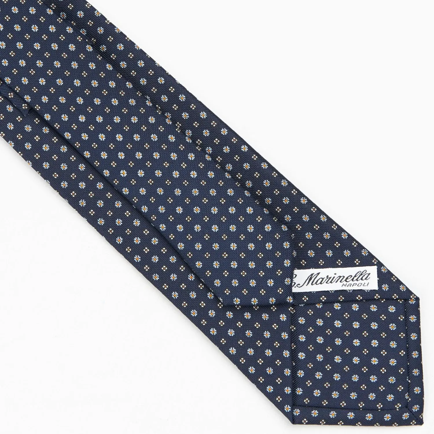 Dark Blue Sartorial Classic Silk Tie - Small Flower Pattern>E.Marinella Outlet