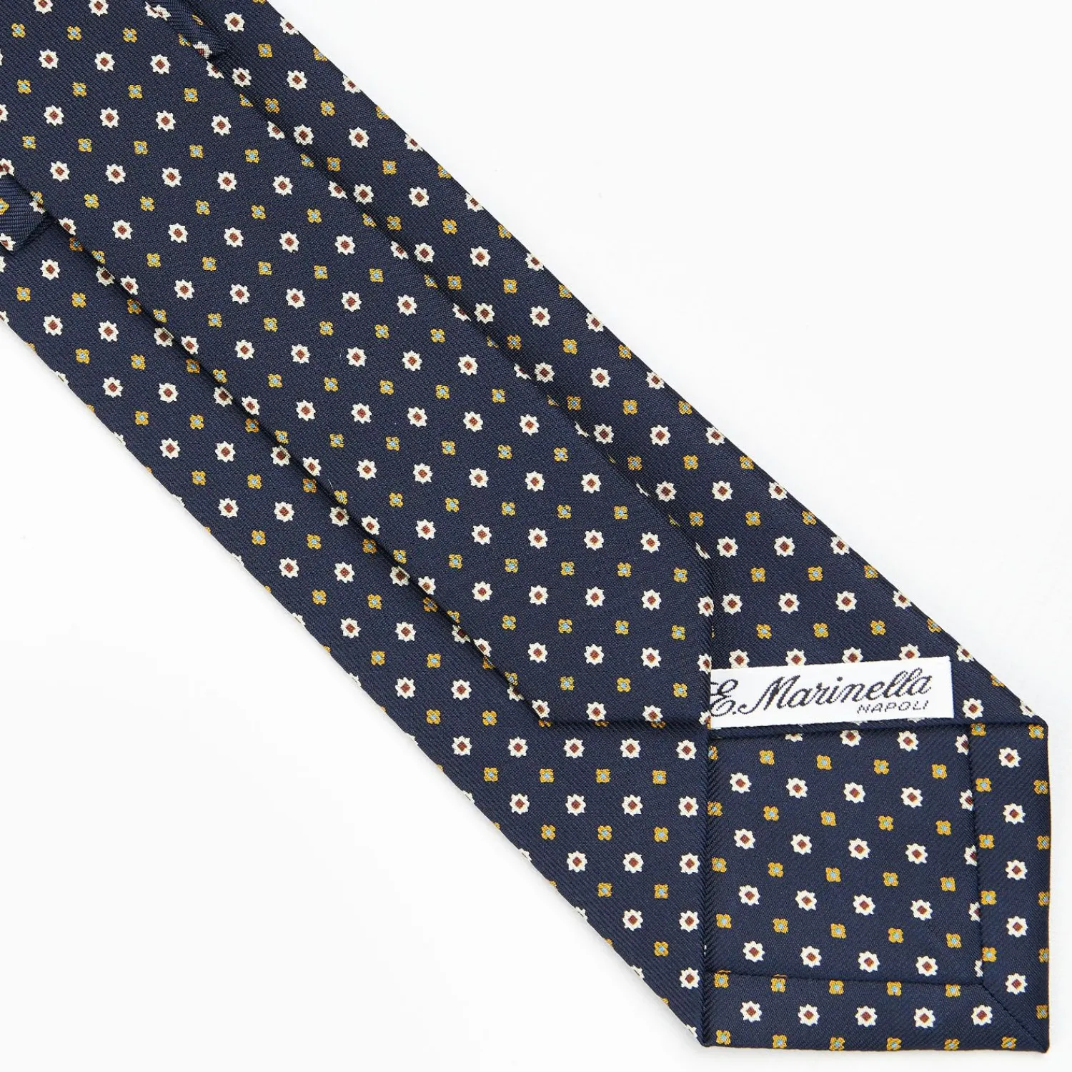 Dark Blue Sartorial Classic Silk Tie - Small Flower Pattern>E.Marinella Fashion