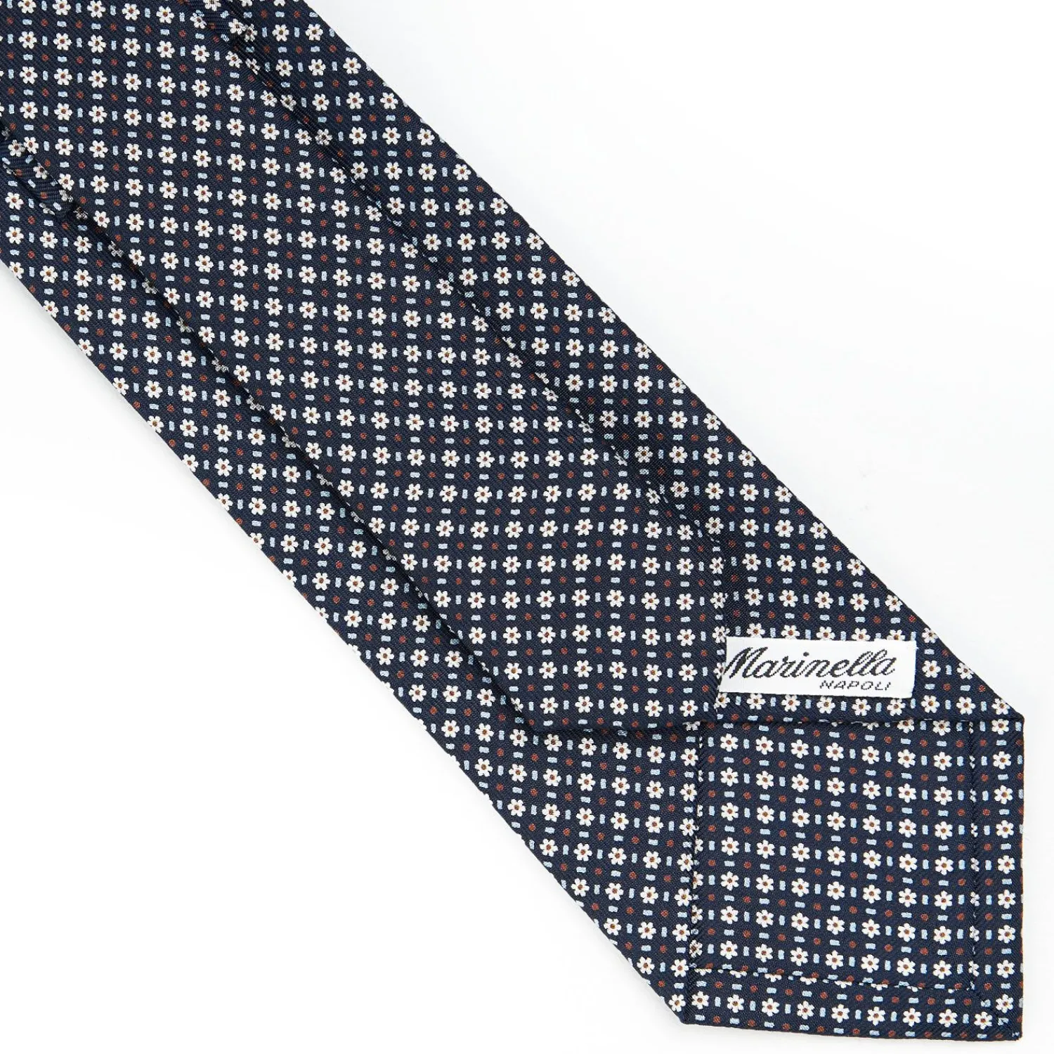 Dark Blue Sartorial Classic Silk Tie - Small Flower Pattern>E.Marinella Store