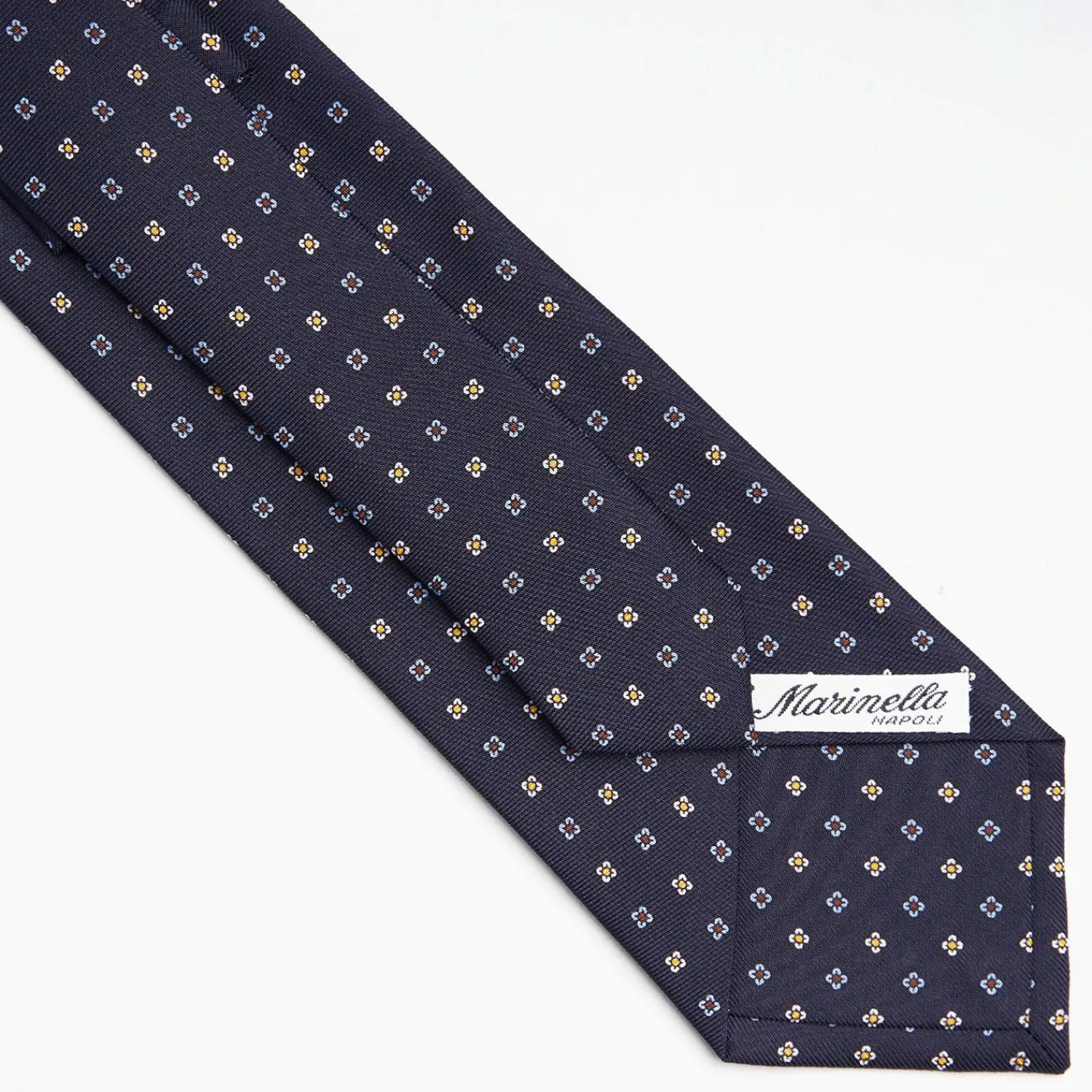 Dark Blue Sartorial Classic Silk Tie Small Flower Pattern>E.Marinella Outlet