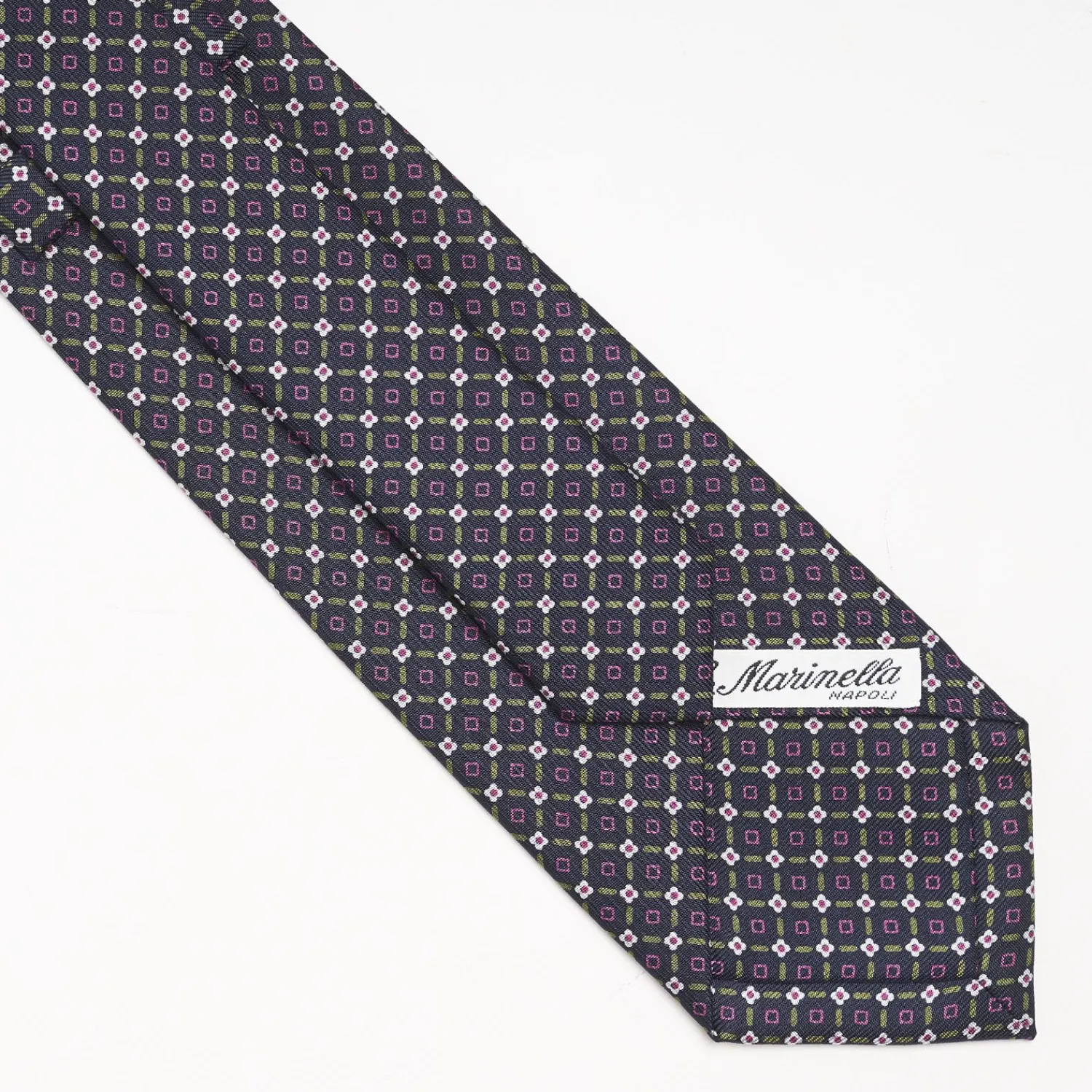 Dark Blue Sartorial Classic Silk Tie Small Flower Pattern>E.Marinella Best Sale