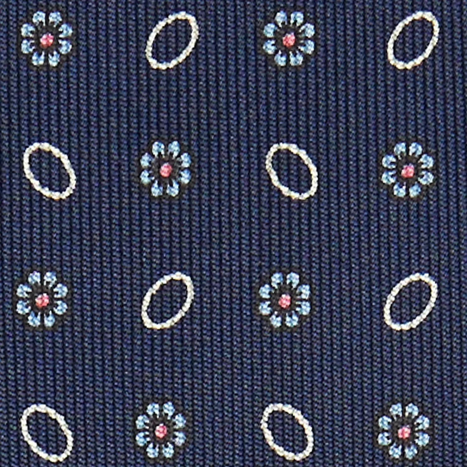 Dark Blue Sartorial Classic Silk Tie - Small Flower Pattern>E.Marinella Best Sale