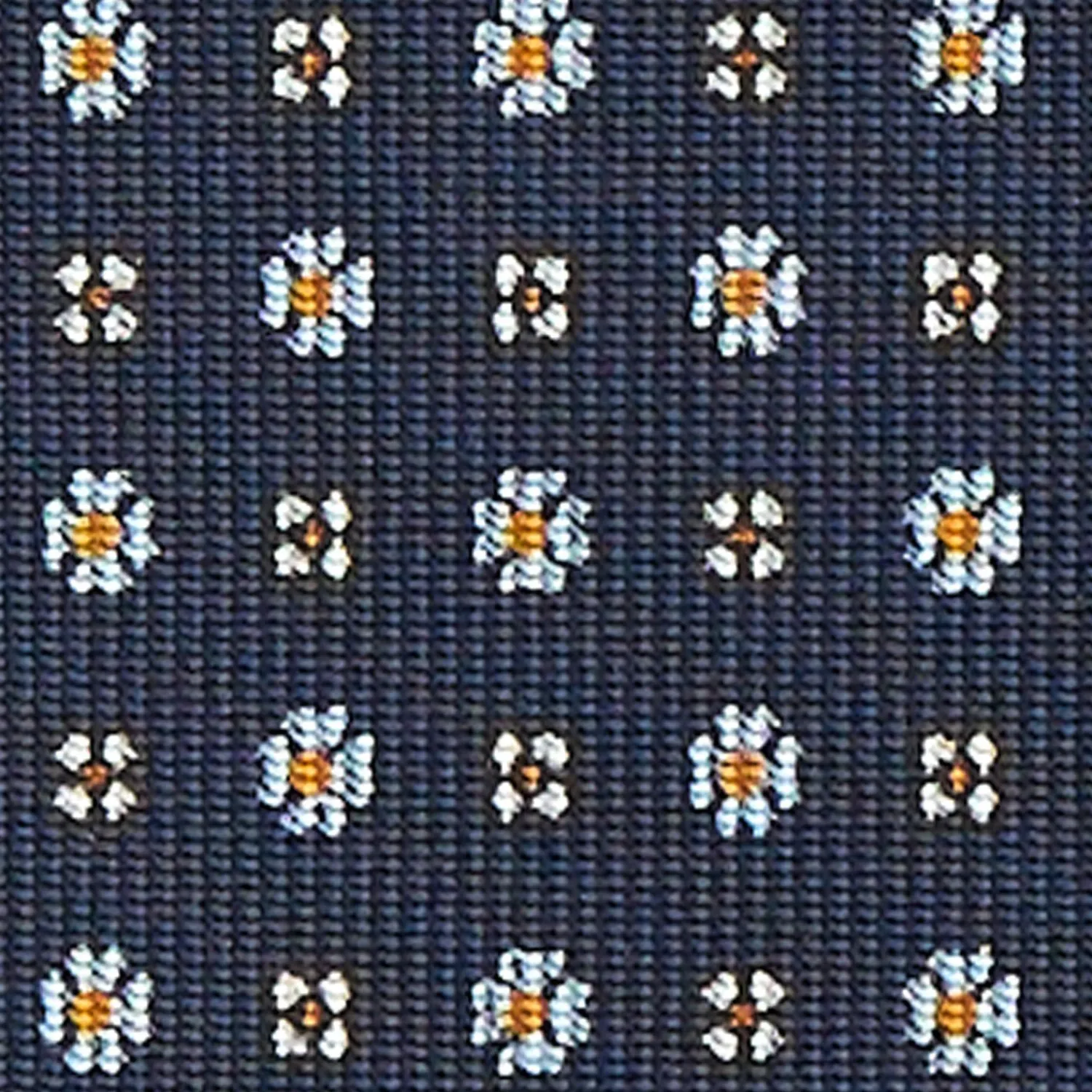 Dark Blue Sartorial Classic Silk Tie - Small Flower Pattern>E.Marinella Outlet