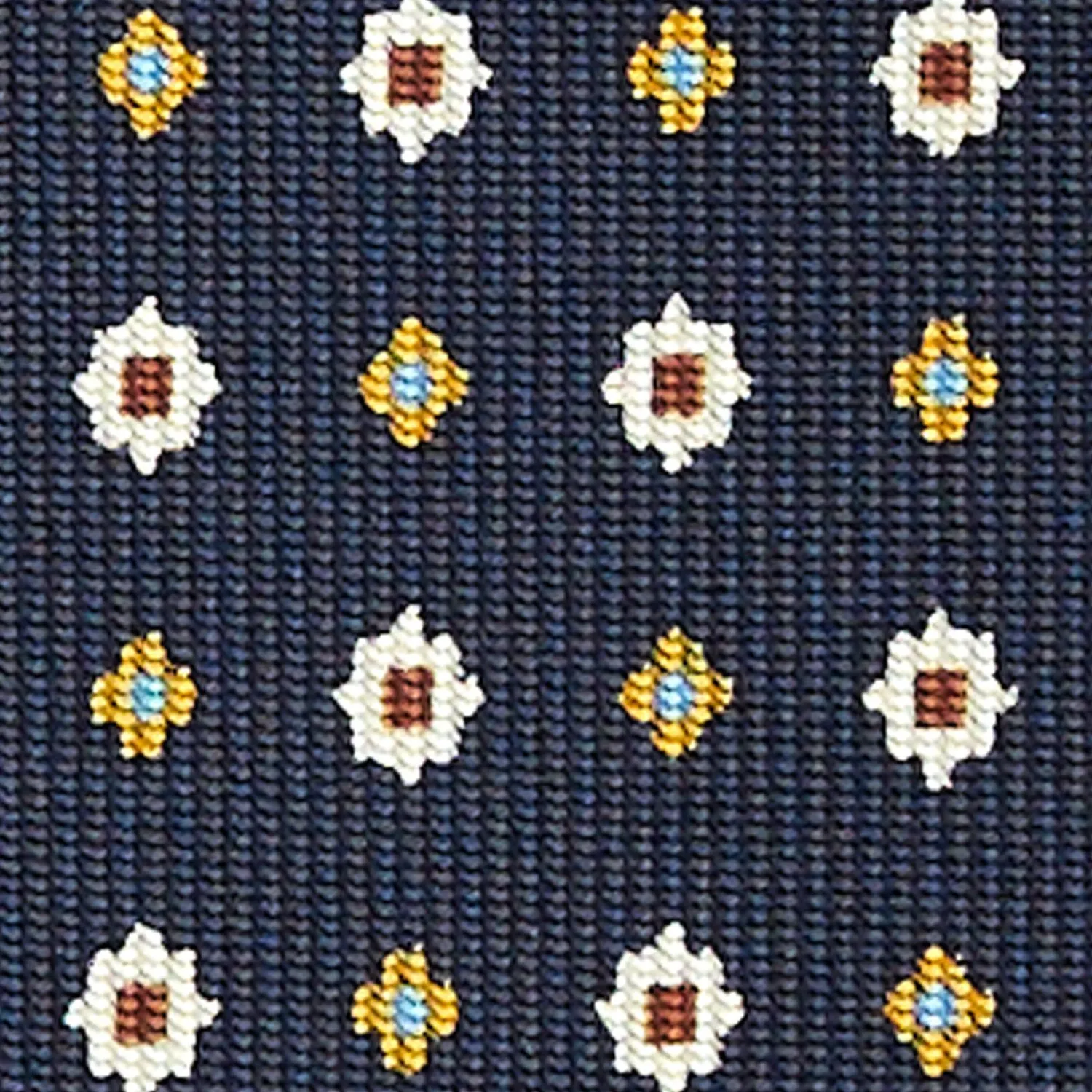 Dark Blue Sartorial Classic Silk Tie - Small Flower Pattern>E.Marinella Fashion