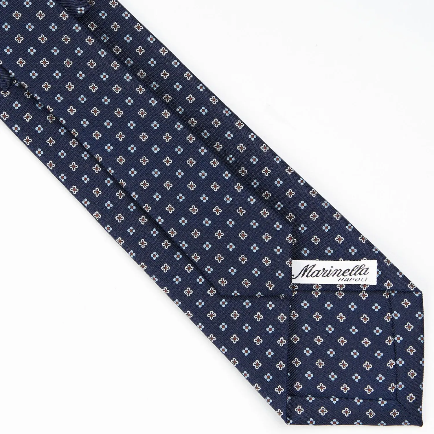 Dark Blue Sartorial Classic Silk Tie - Small Flower Pattern>E.Marinella Store