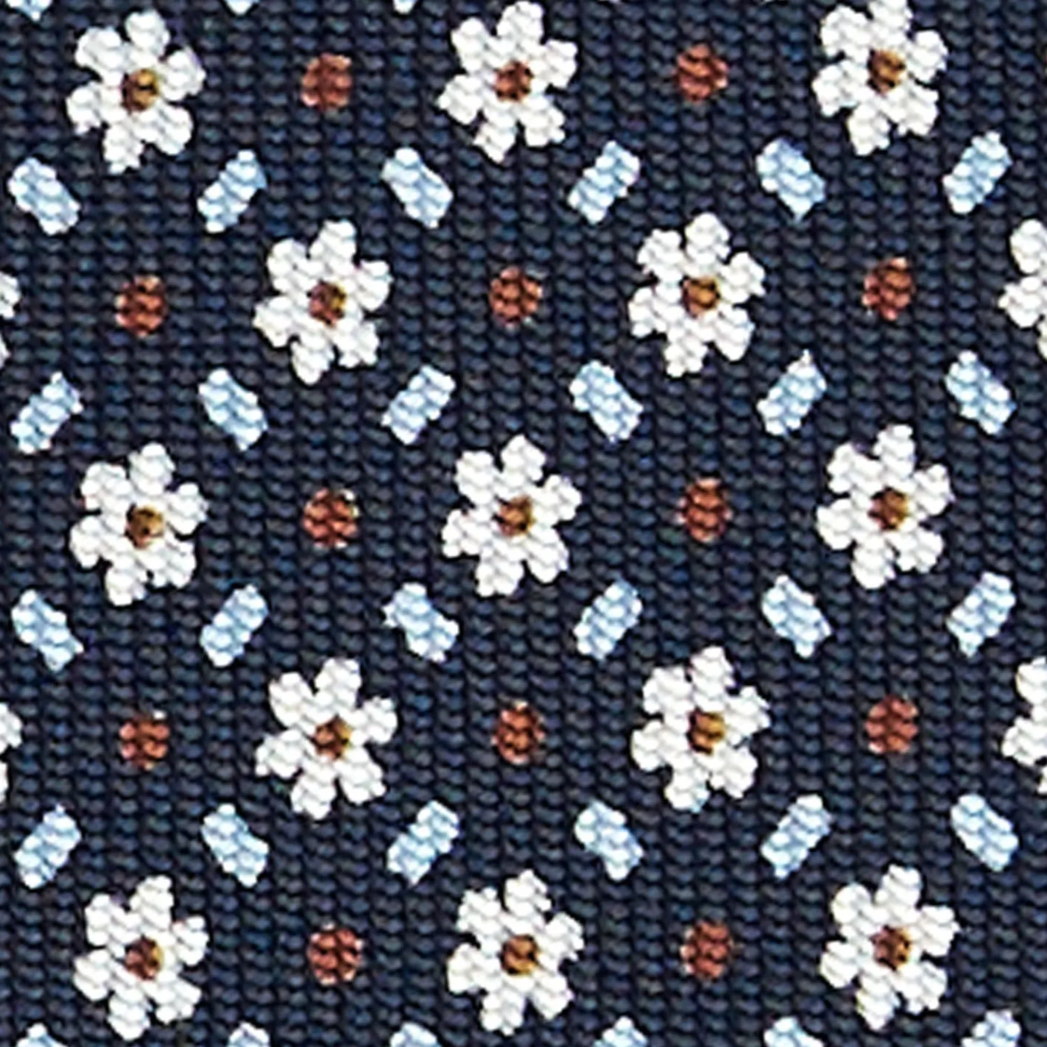 Dark Blue Sartorial Classic Silk Tie - Small Flower Pattern>E.Marinella Store