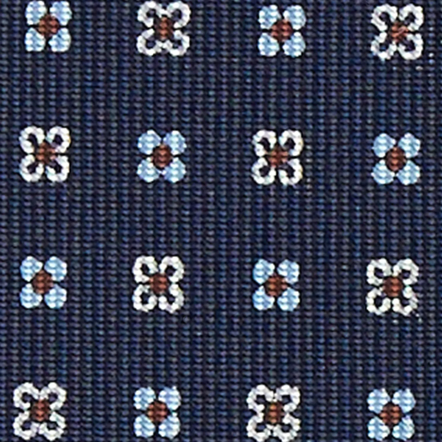 Dark Blue Sartorial Classic Silk Tie - Small Flower Pattern>E.Marinella Store