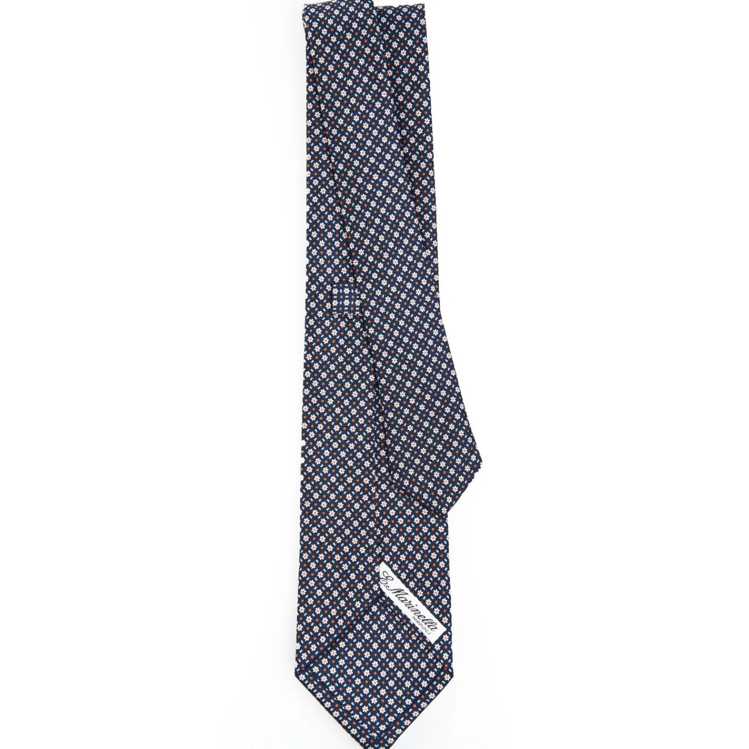 Dark Blue Sartorial Classic Silk Tie - Small Flower Pattern>E.Marinella Store