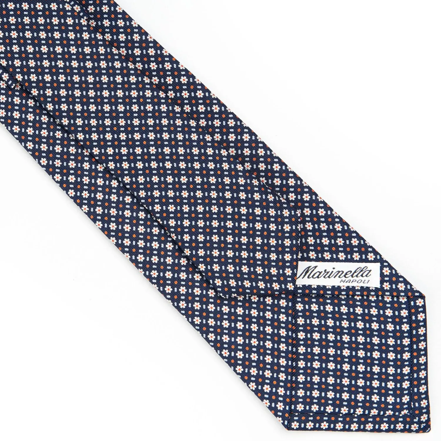 Dark Blue Sartorial Classic Silk Tie - Small Flower Pattern>E.Marinella Store