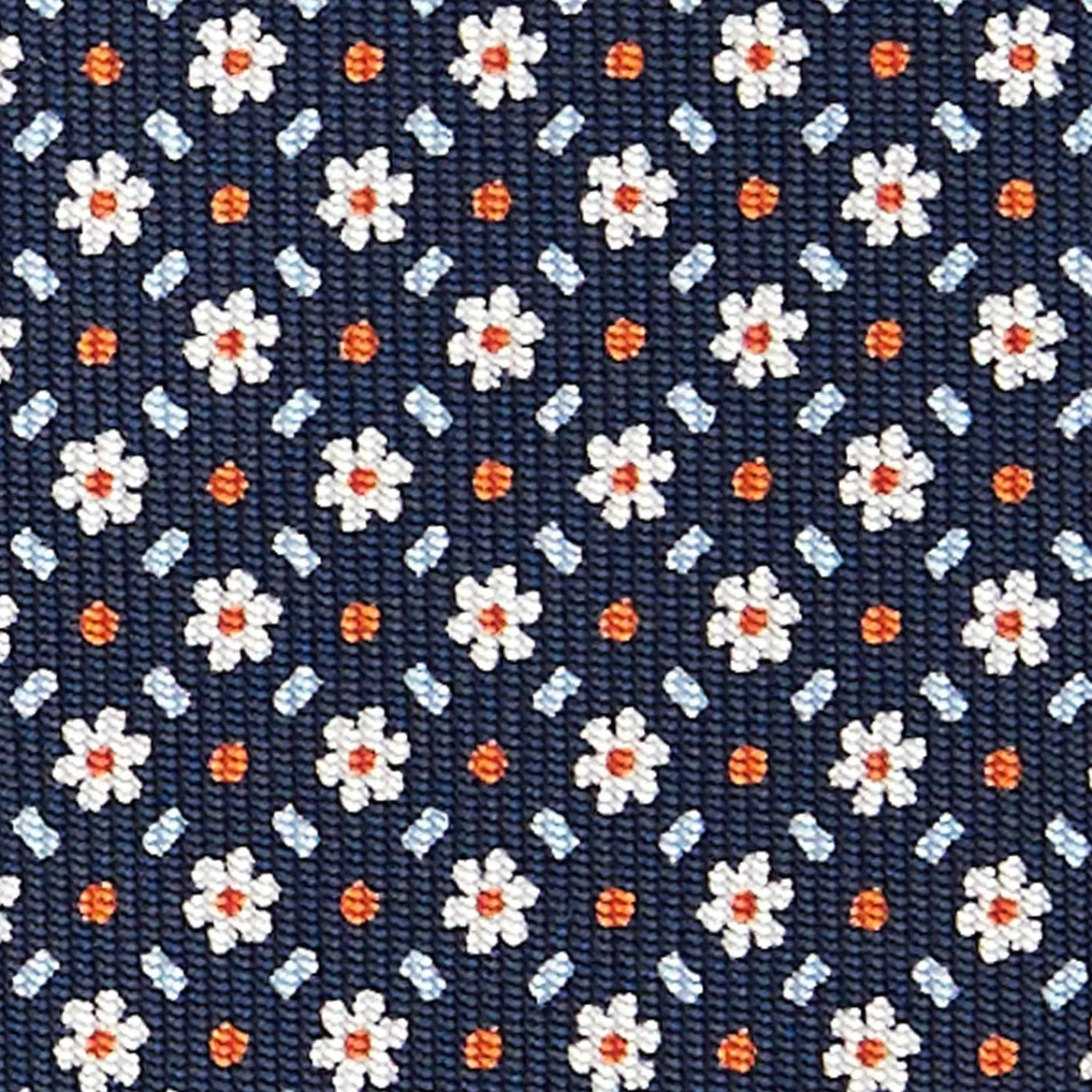 Dark Blue Sartorial Classic Silk Tie - Small Flower Pattern>E.Marinella Store