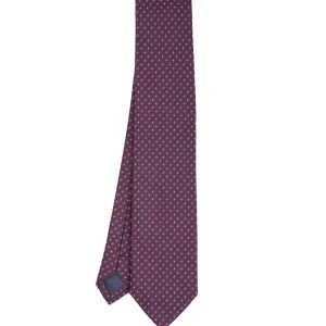 Dark Blue Sartorial Jacquard Silk Tie - Small Geometric Pattern>E.Marinella New