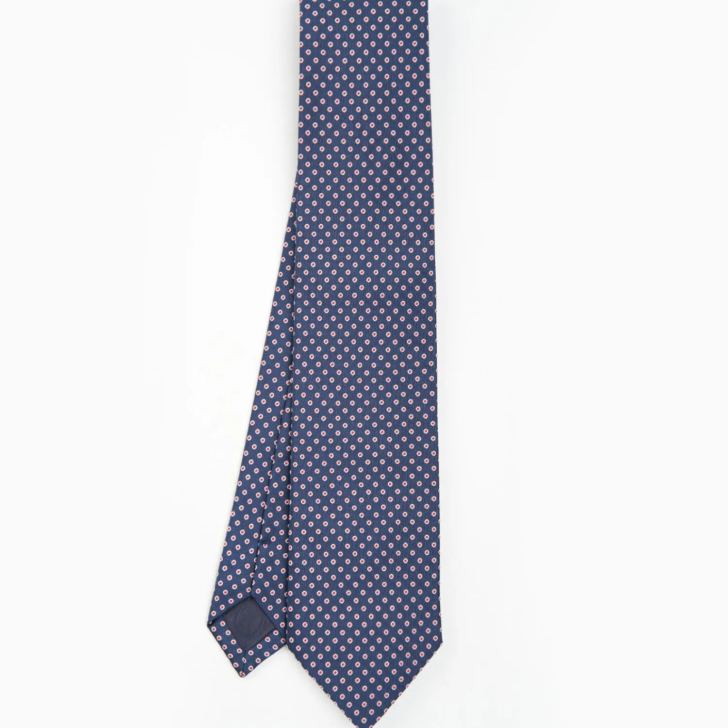 Dark Blue Sartorial Jacquard Silk Tie - Small Geometric Designs>E.Marinella Shop